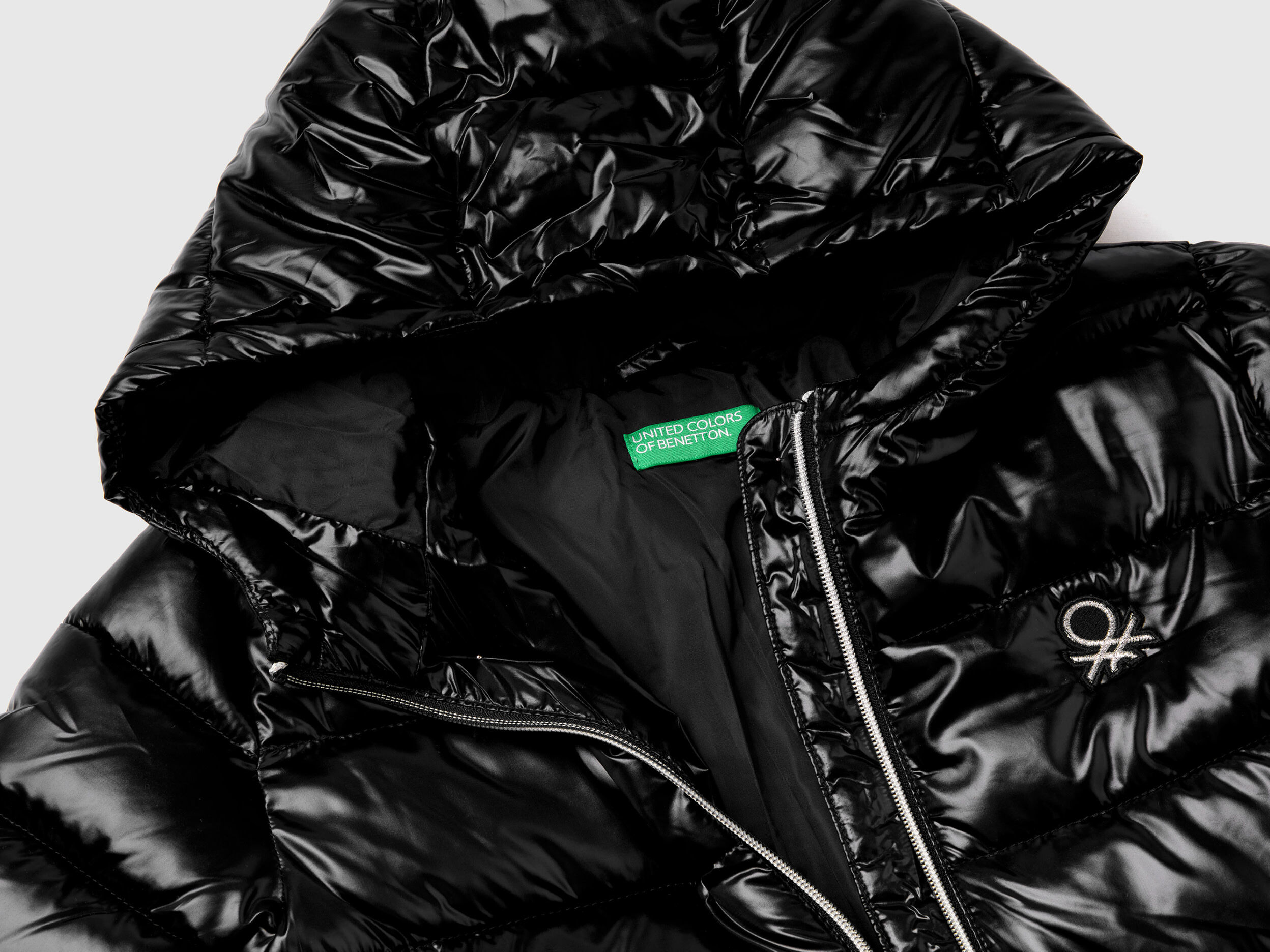 Shiny puffer jacket Black Benetton
