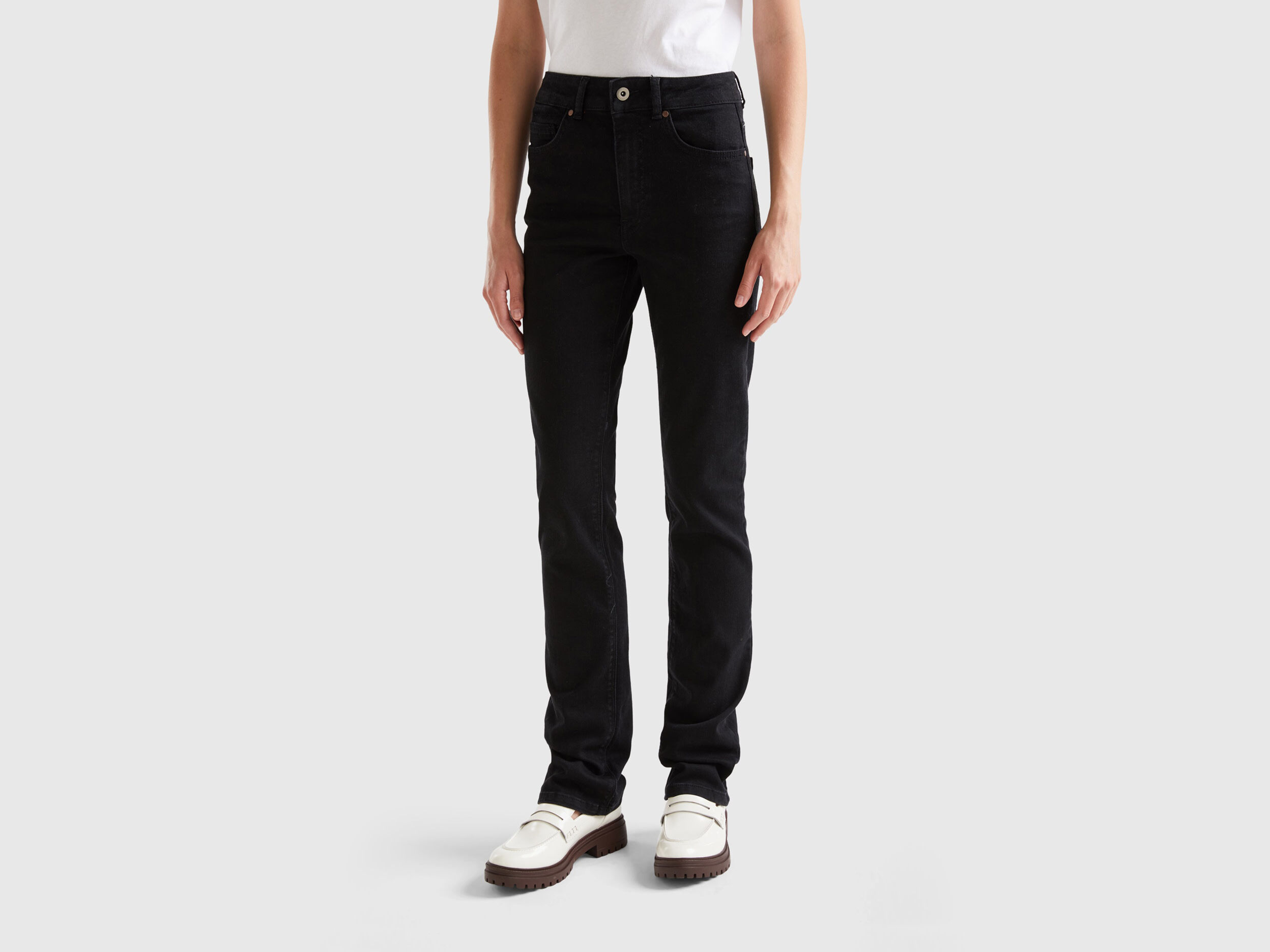 Five pocket bootcut jeans Black Benetton