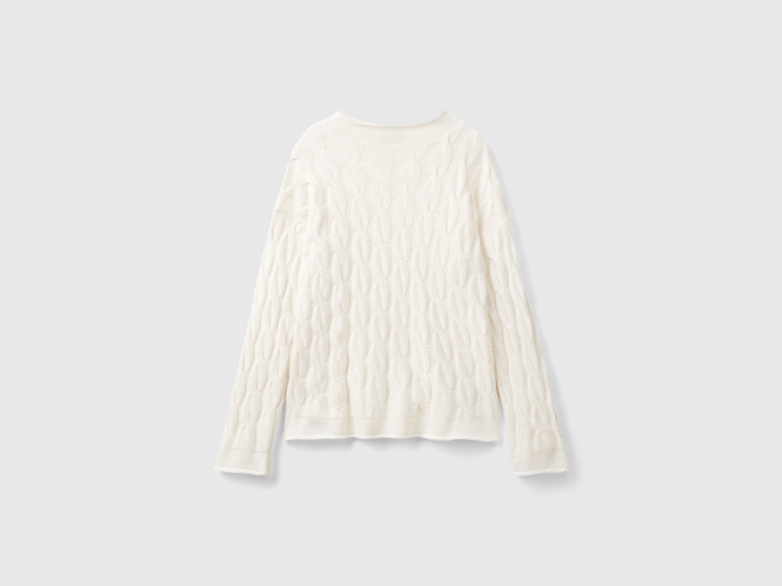Cable knit sweater Creamy White Benetton