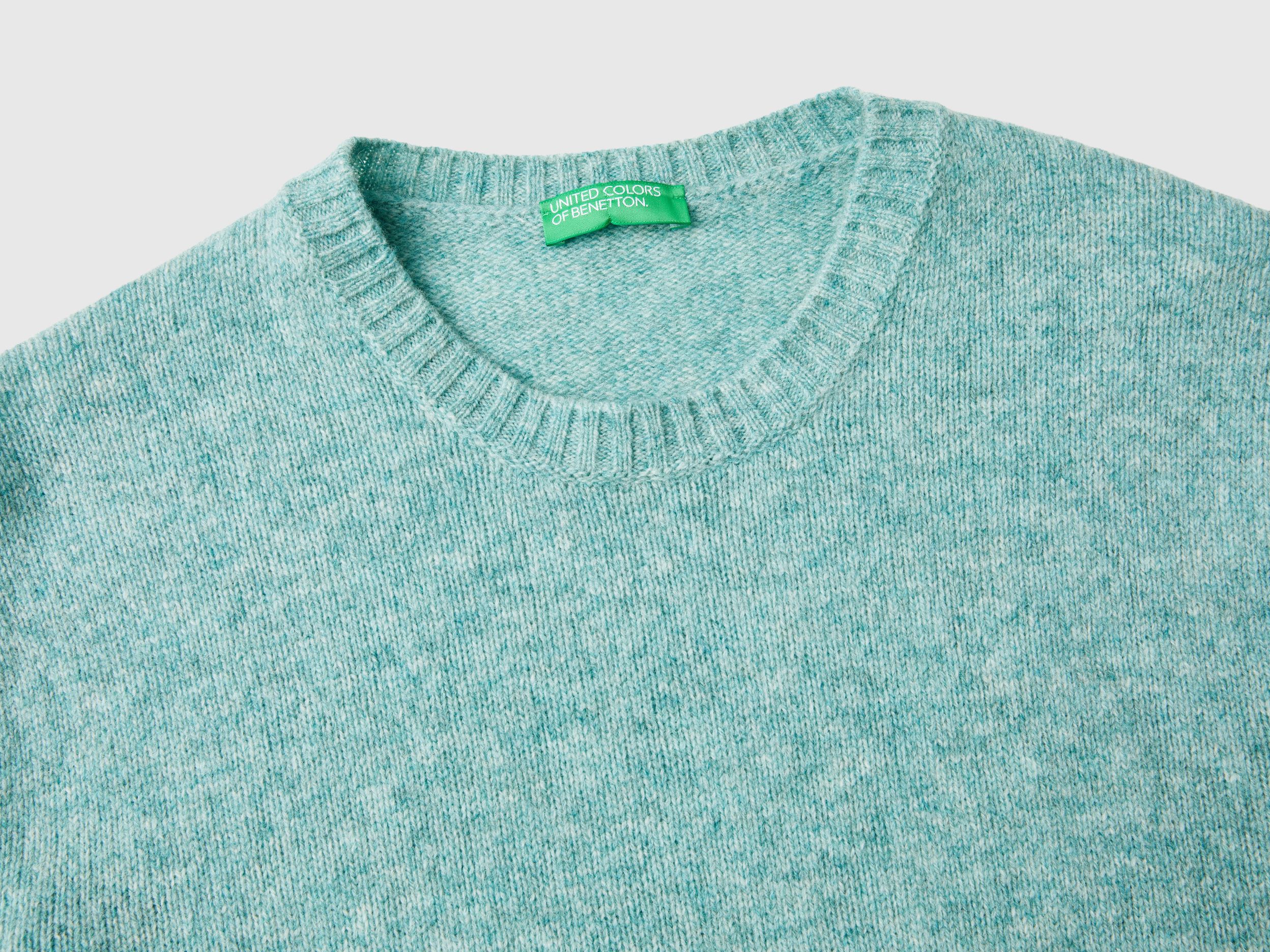 Sweater in Shetland wool - Aqua | Benetton