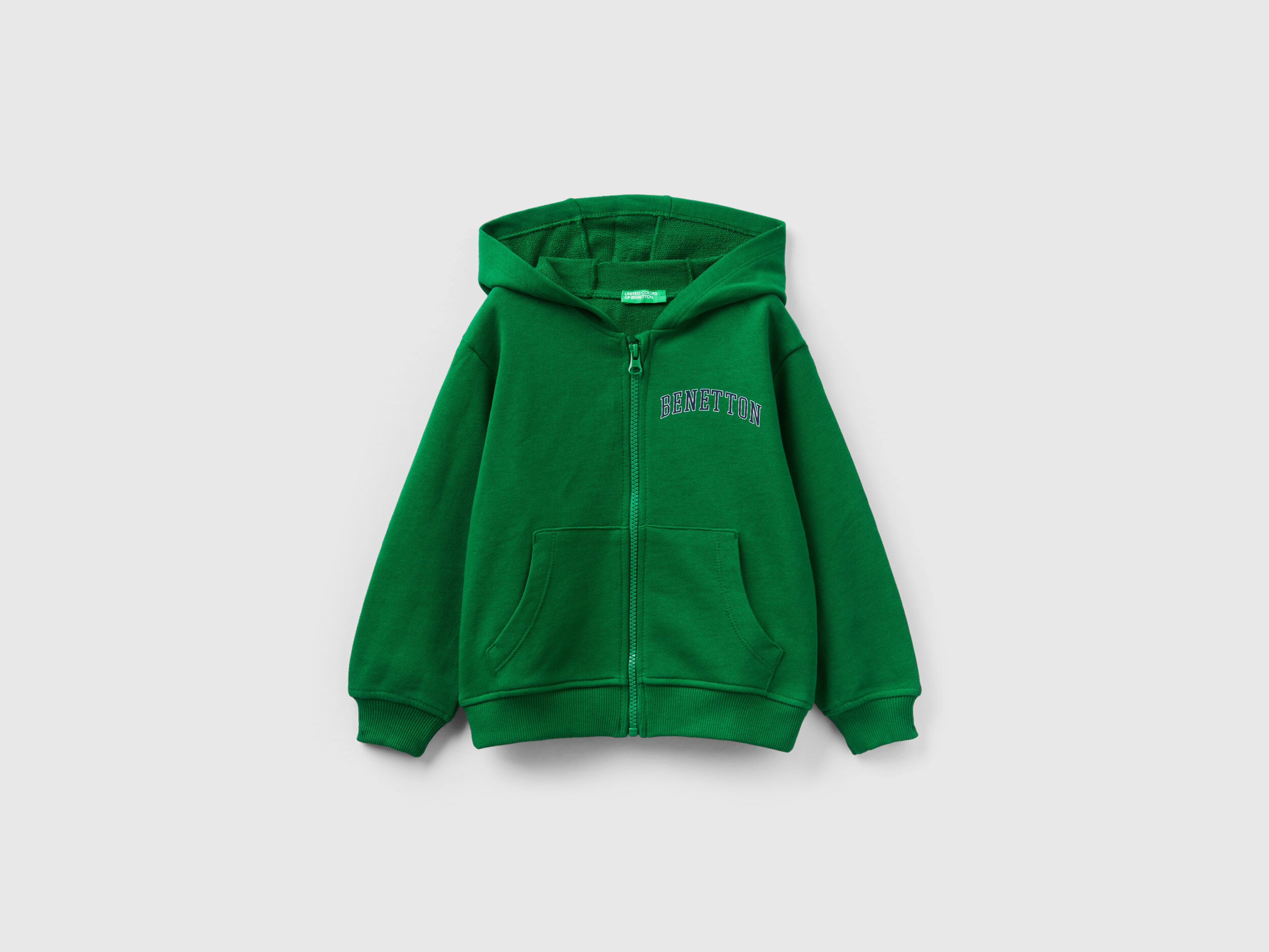 Hoodie with logo Green Benetton
