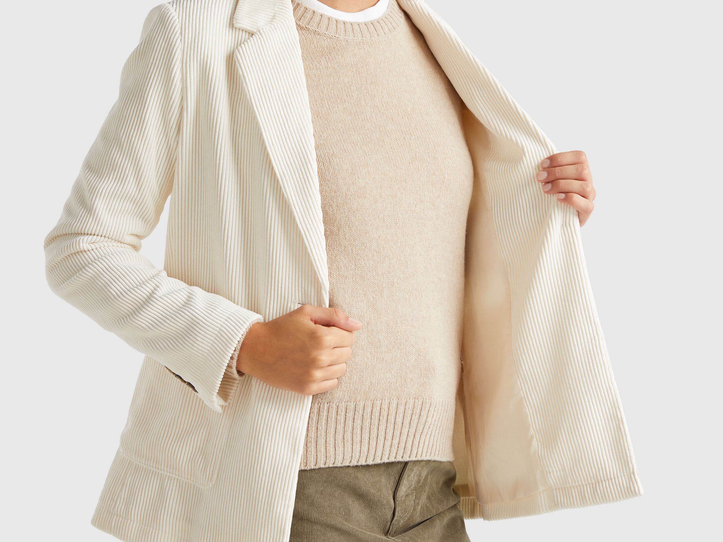 Corduroy blazer Creamy White Benetton