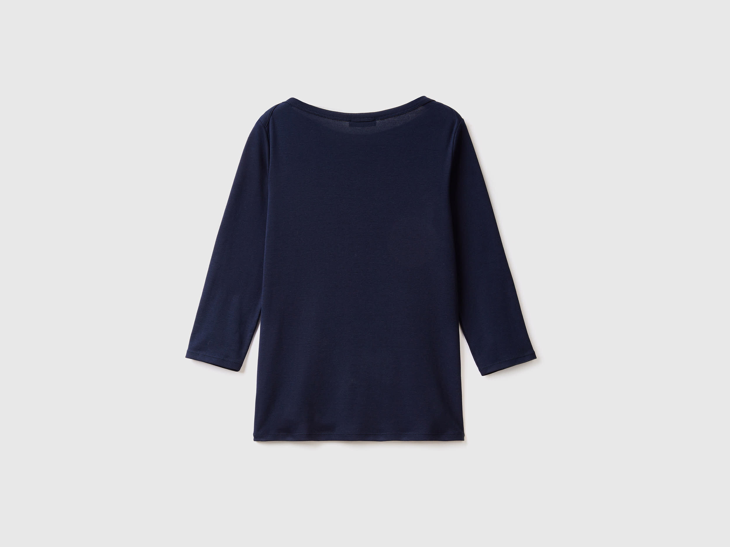 T-shirt with boat neck in 100% cotton - Dark Blue | Benetton