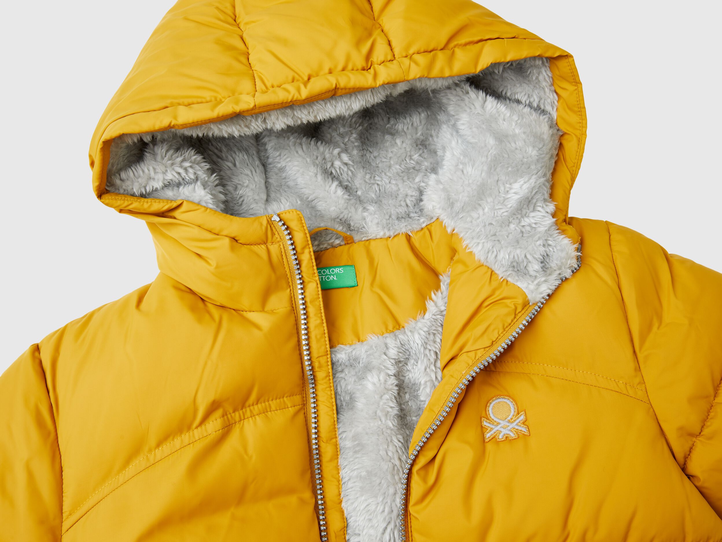 Padded jacket with teddy interior Mustard Benetton