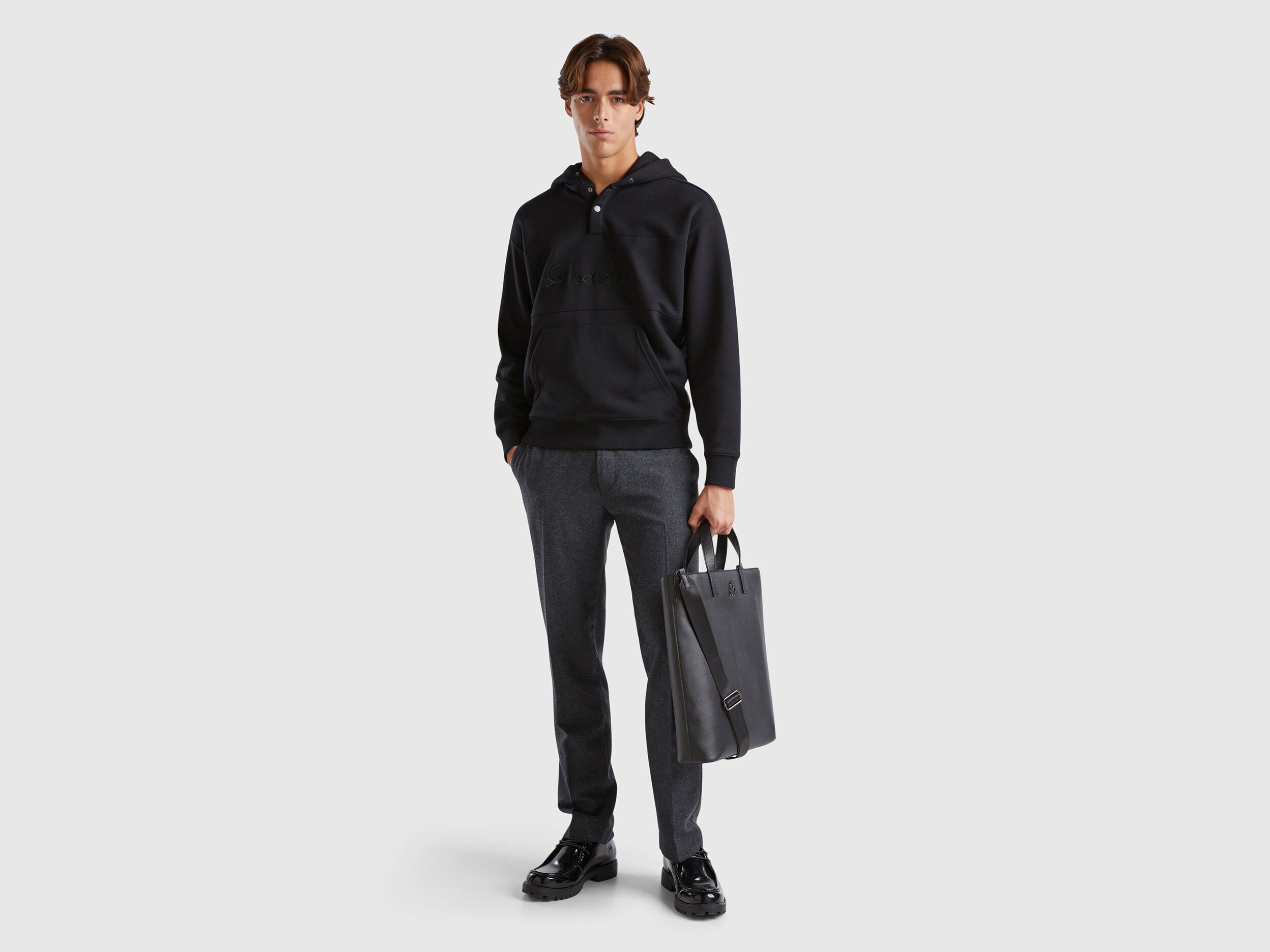 Slim fit flannel trousers - Dark Gray | Benetton Slim fit flannel trousers - Dark Gray | Benetton