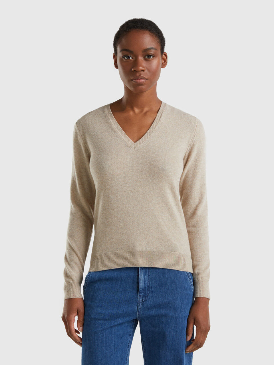 Cotton v discount neck jumper womens