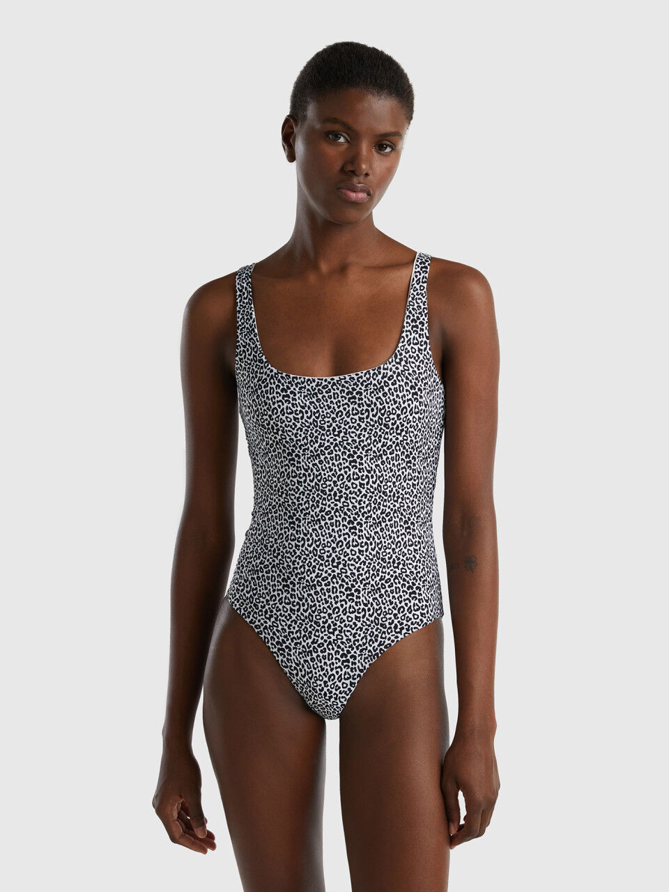 Reversible one-piece animal print swimsuit