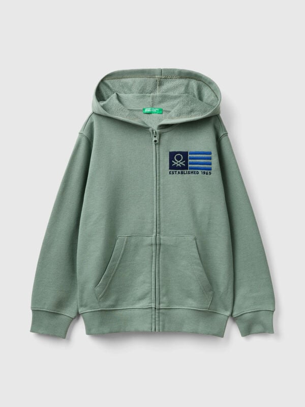 Hoodie with zip and embroidered logo Junior Boy