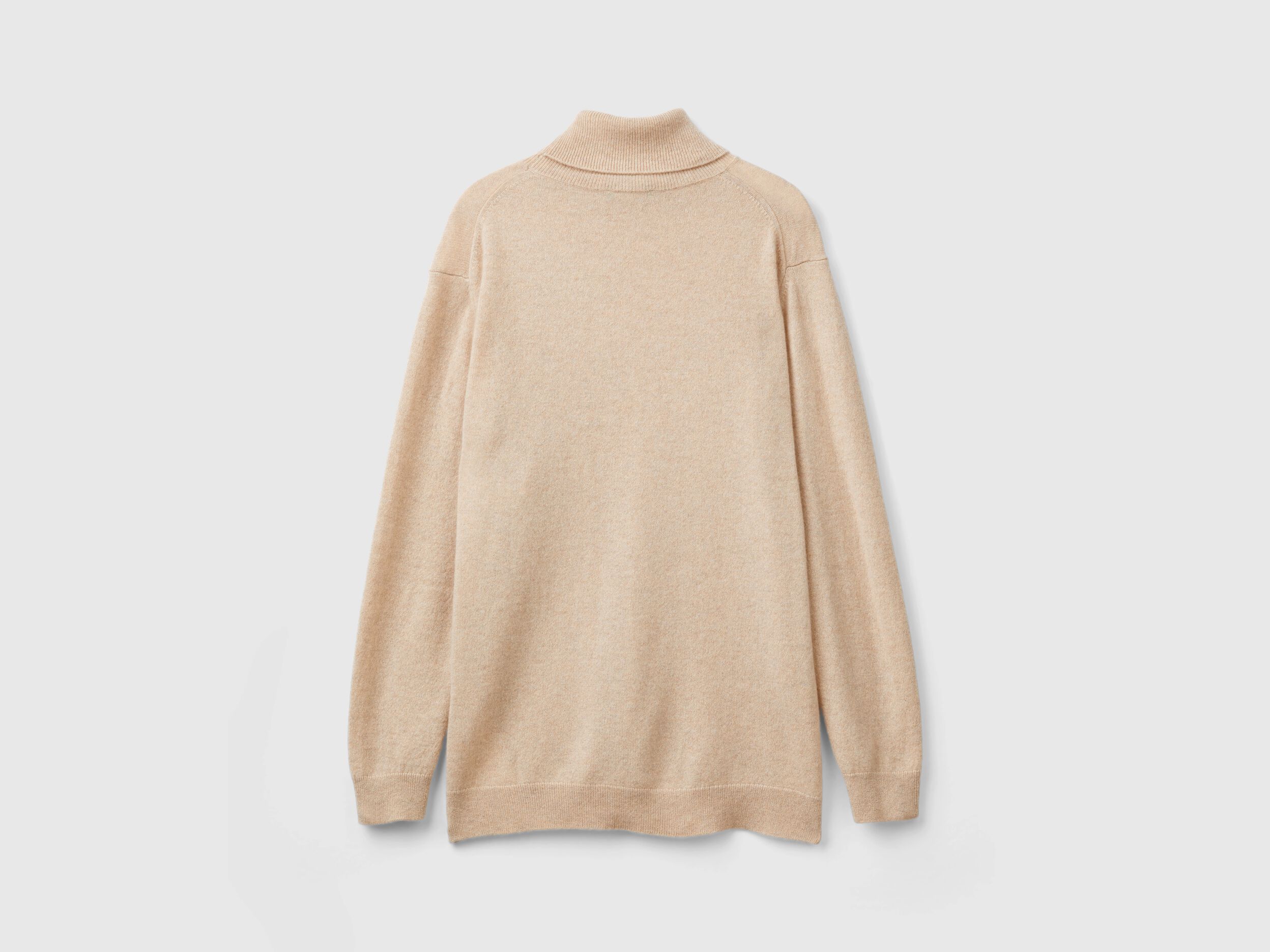 Oversized fit turtleneck in pure cashmere - Beige | Benetton