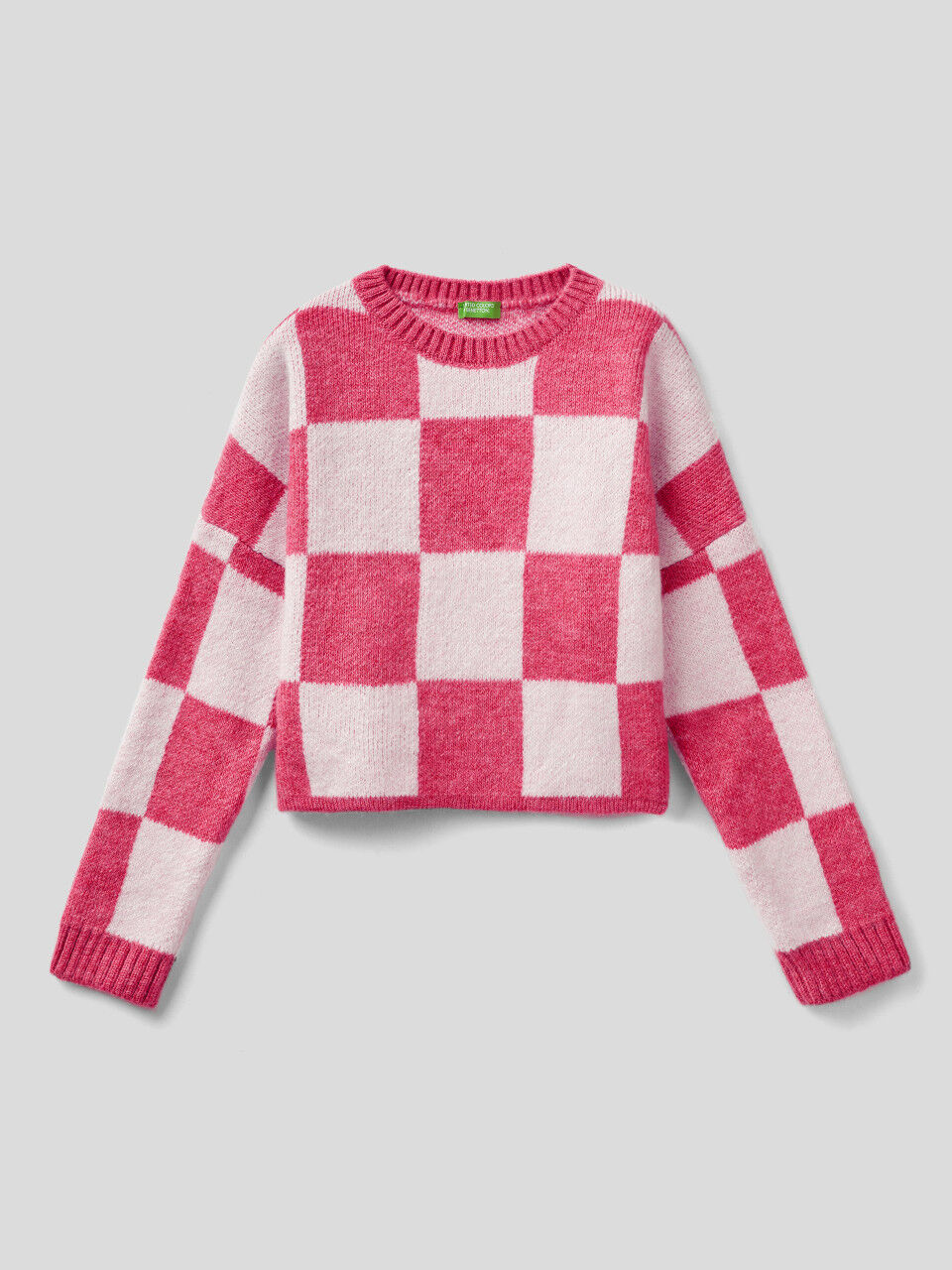Two-tone check sweater