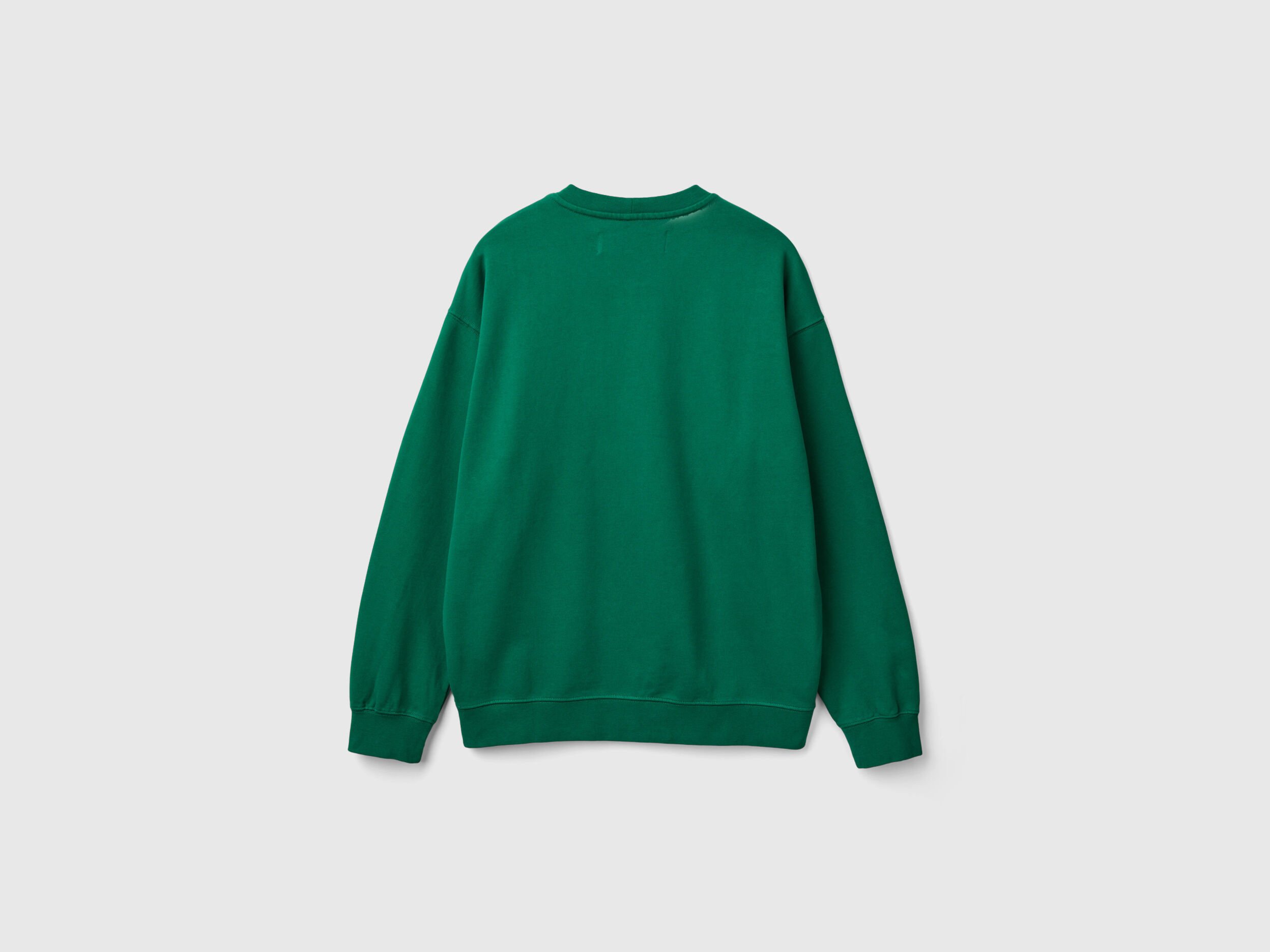 満点の - print logo with sweatshirt neck Crew Dark Benetton | Green トップス