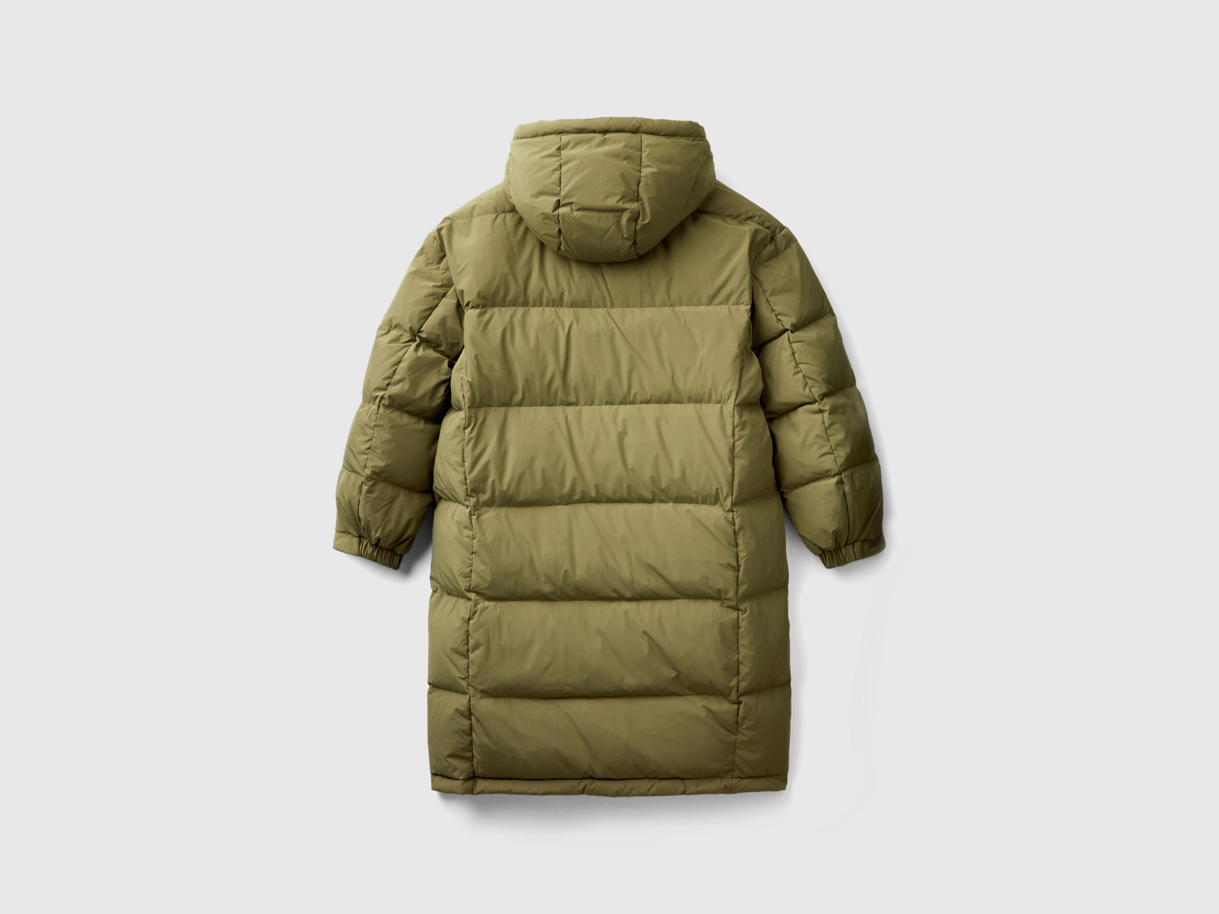 Long puffer jacket with recycled feathers - Military Green
