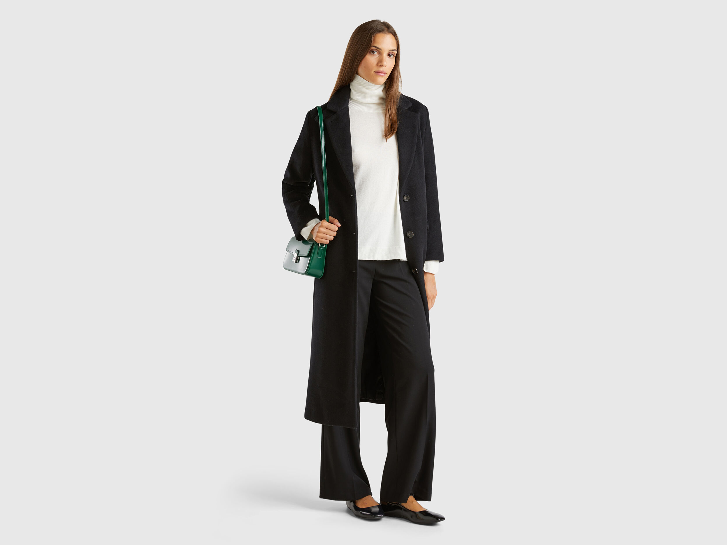 Long lined coat - Black | Benetton
