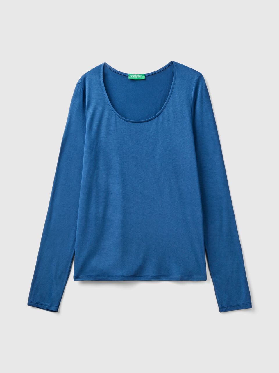 T-shirt in sustainable Air viscose stretch Force Blue | - Benetton