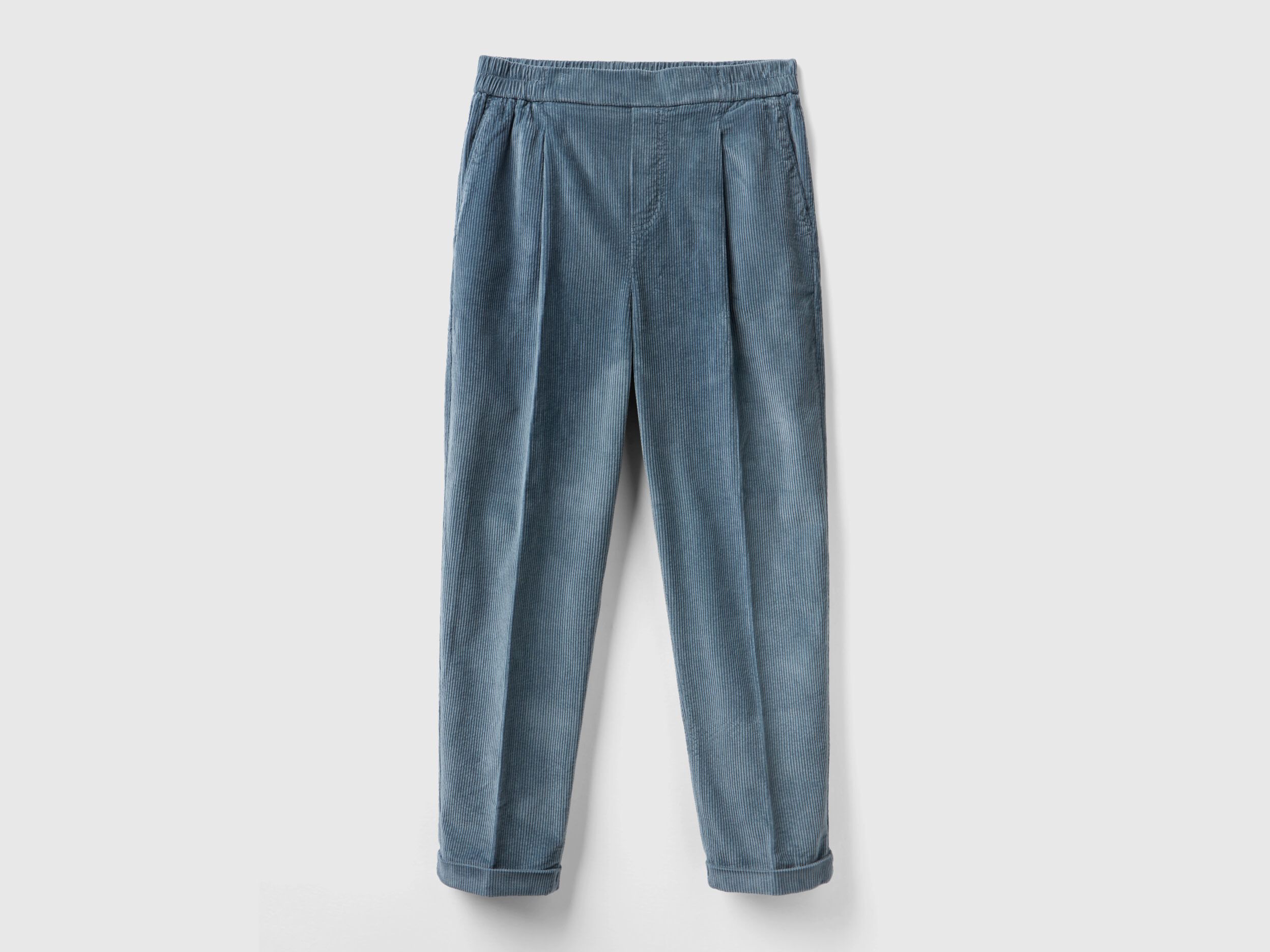 Pantalones chinos de pana con cintura el stica Gris Oscuro