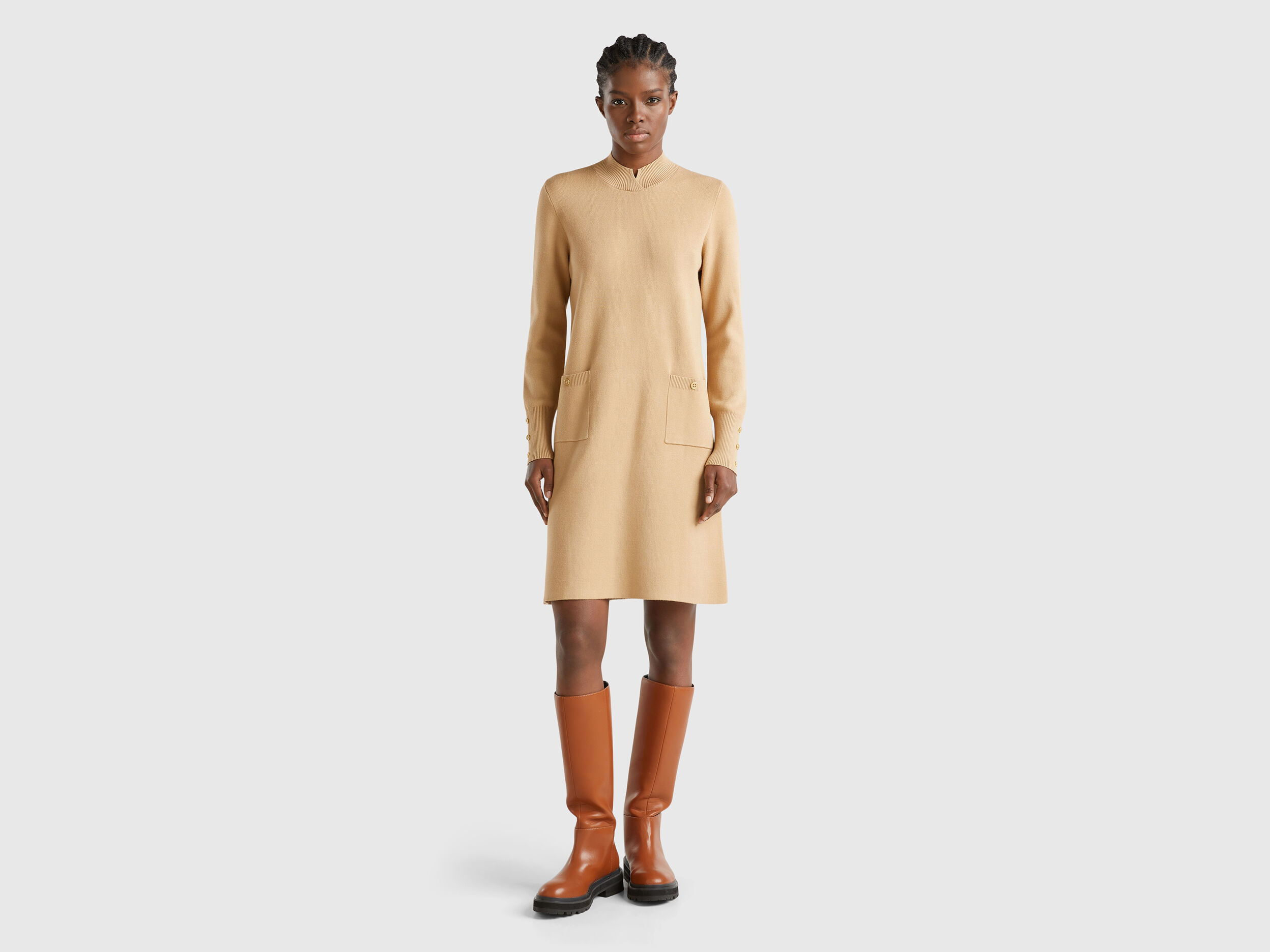 tan microfiber tunic dresses
