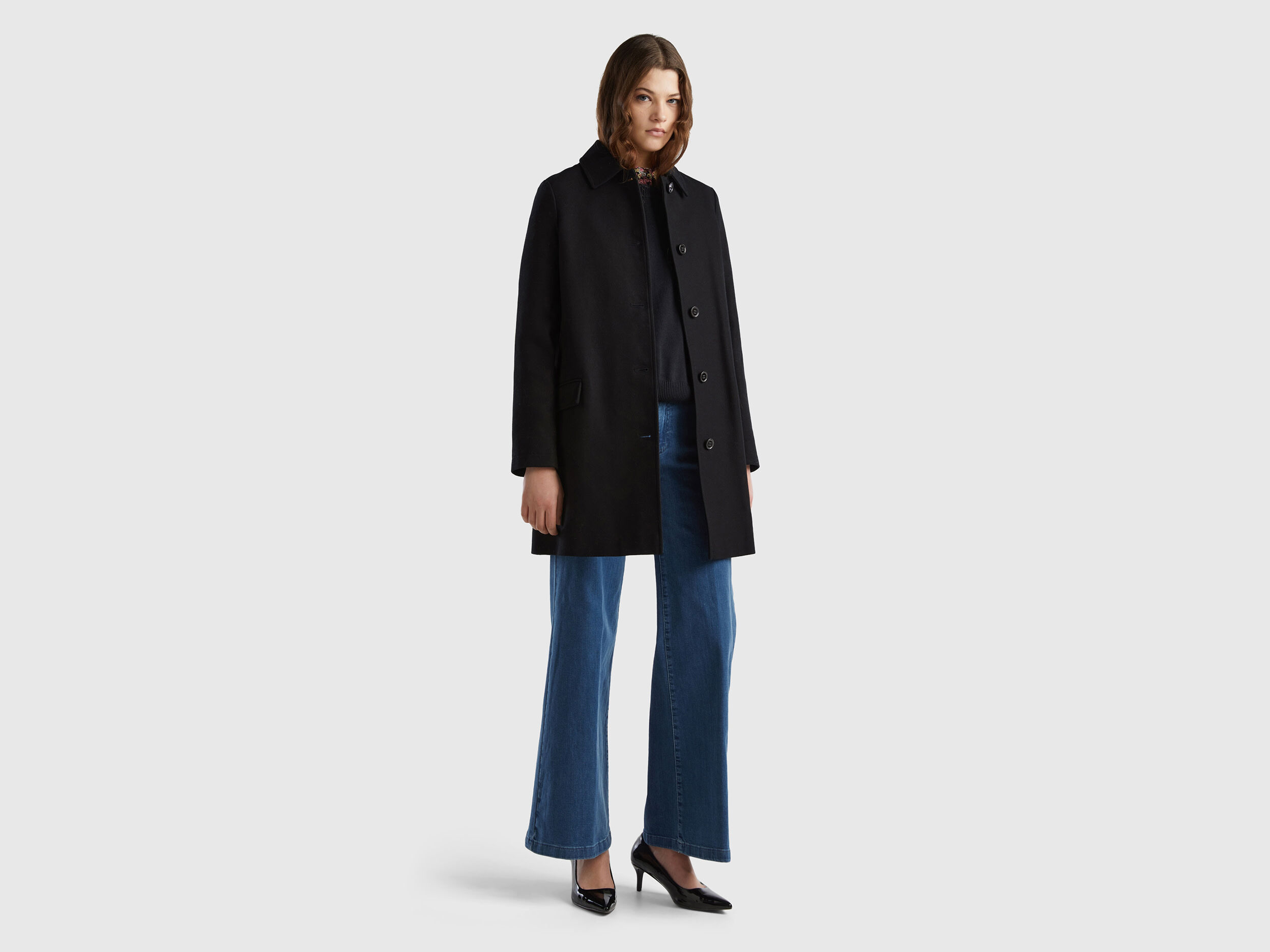 Duster coat in pure cotton - Black | Benetton