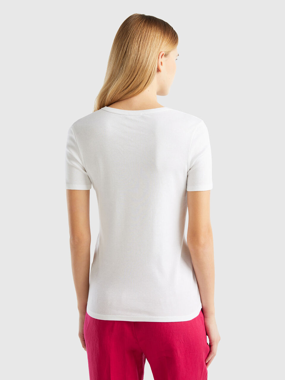 T-shirt in 100% cotton with glitter print logo - White | Benetton