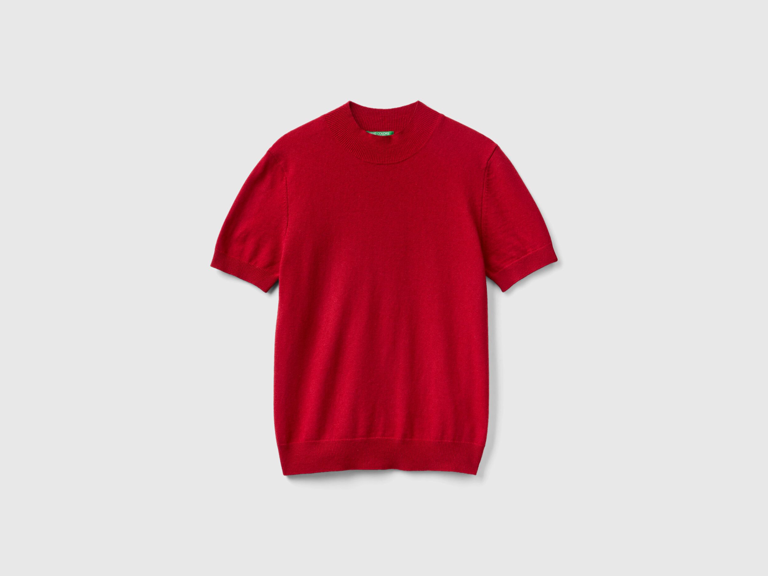 Brick red short sleeve sweater in cashmere blend Brick Red