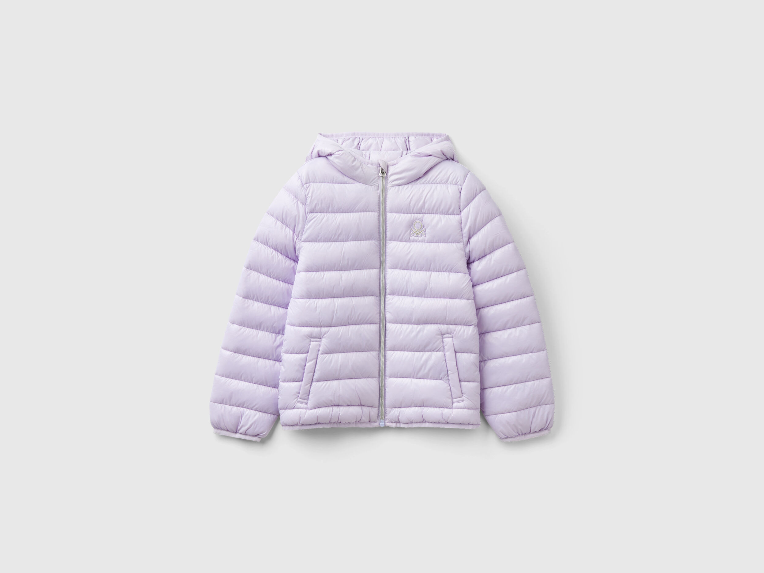 Lilac puffer jacket with outlet hood
