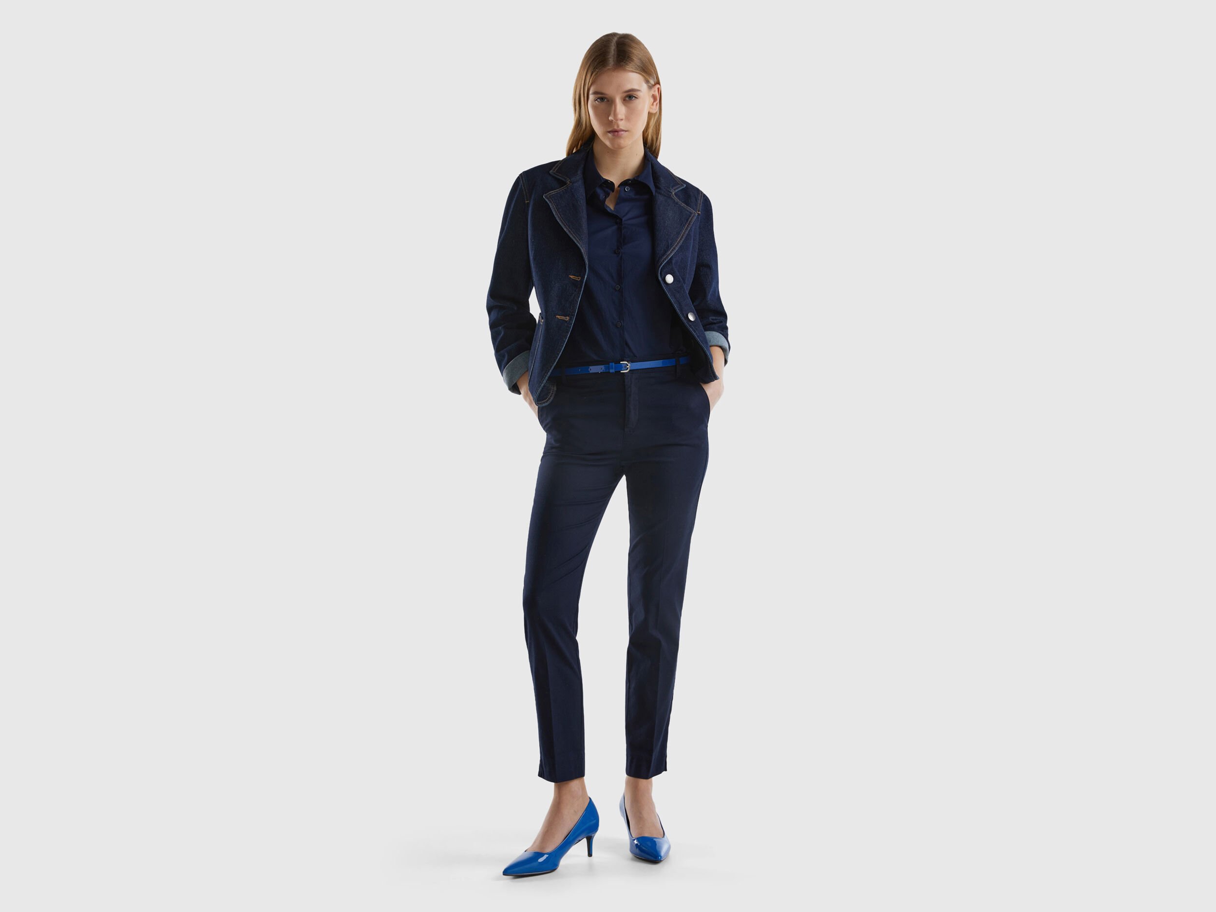 Chinos de algodon elastico Azul Oscuro Benetton