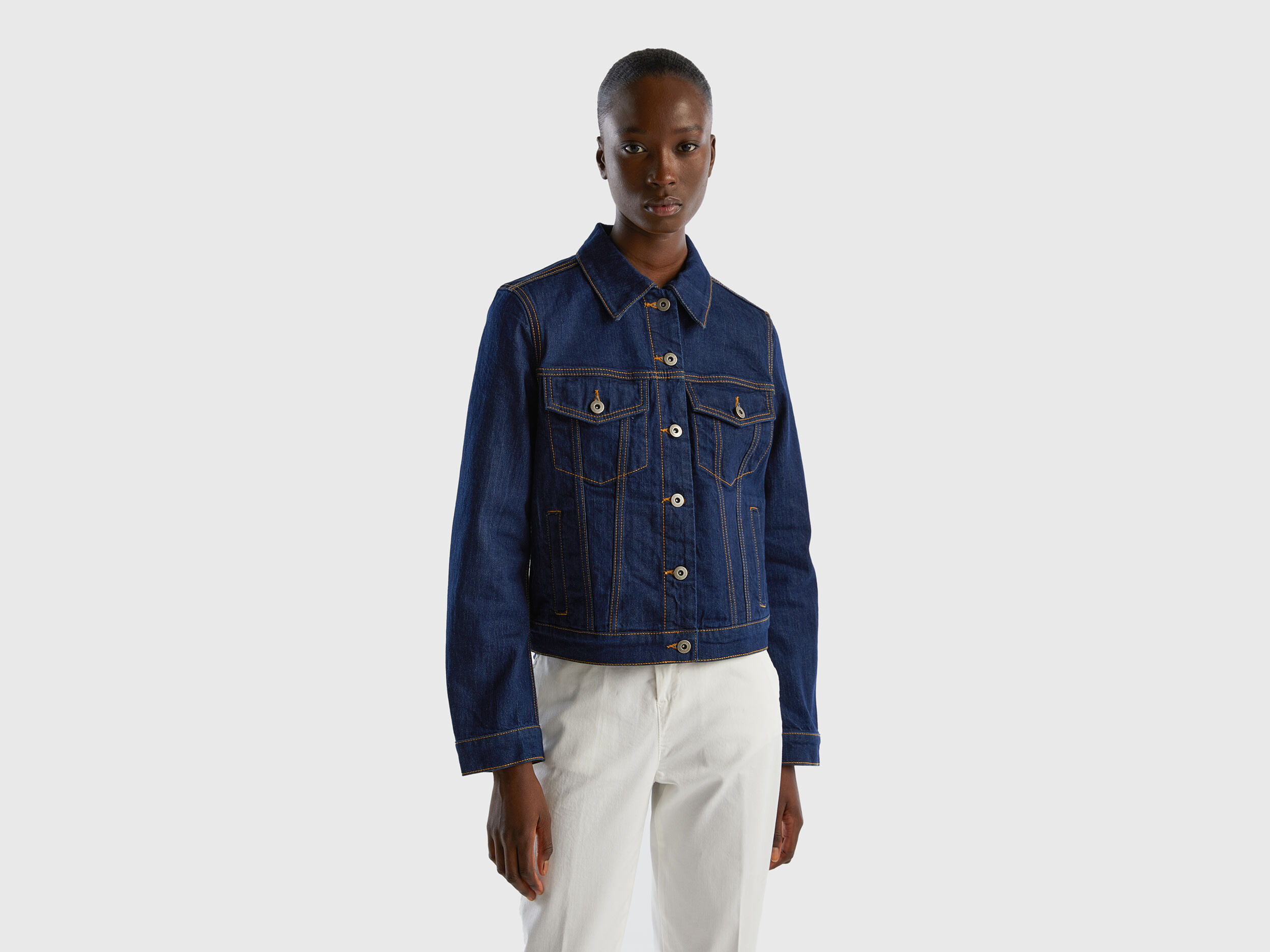 Boxy fit jacket in dark denim - Dark Blue | Benetton