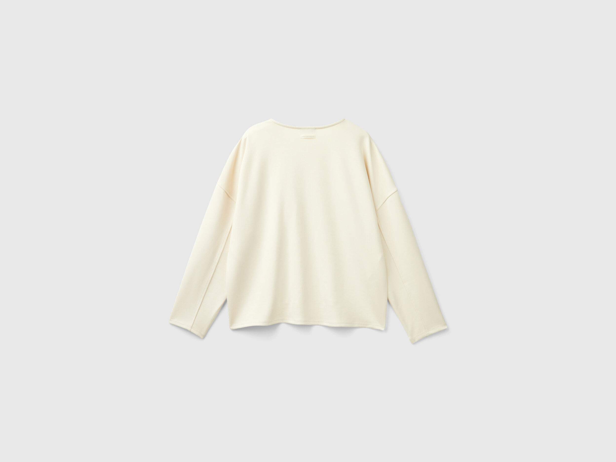 Lightweight sweatshirt in cotton and Modal blend Creamy White Benetton
