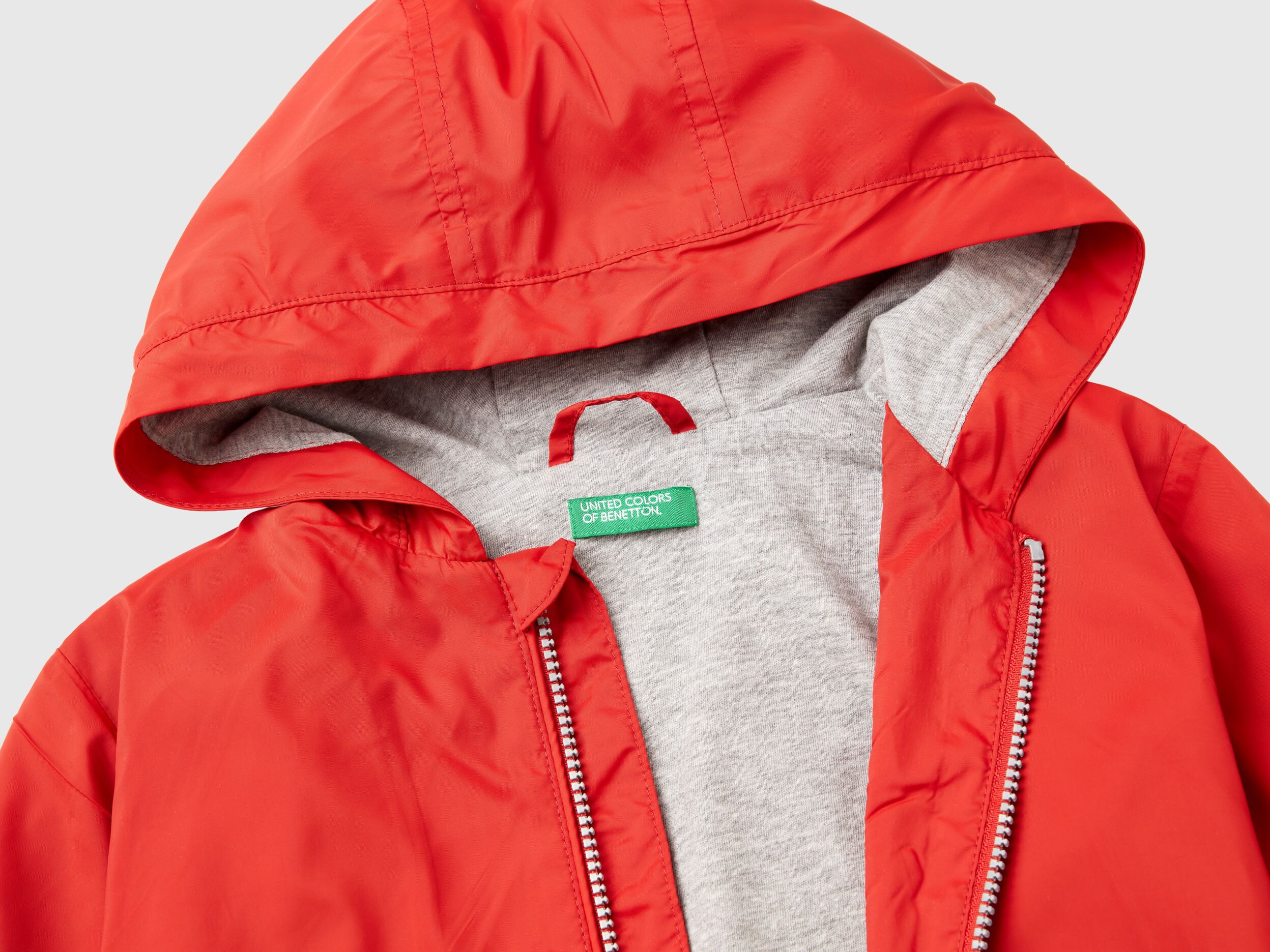 Nylon jacket with hood