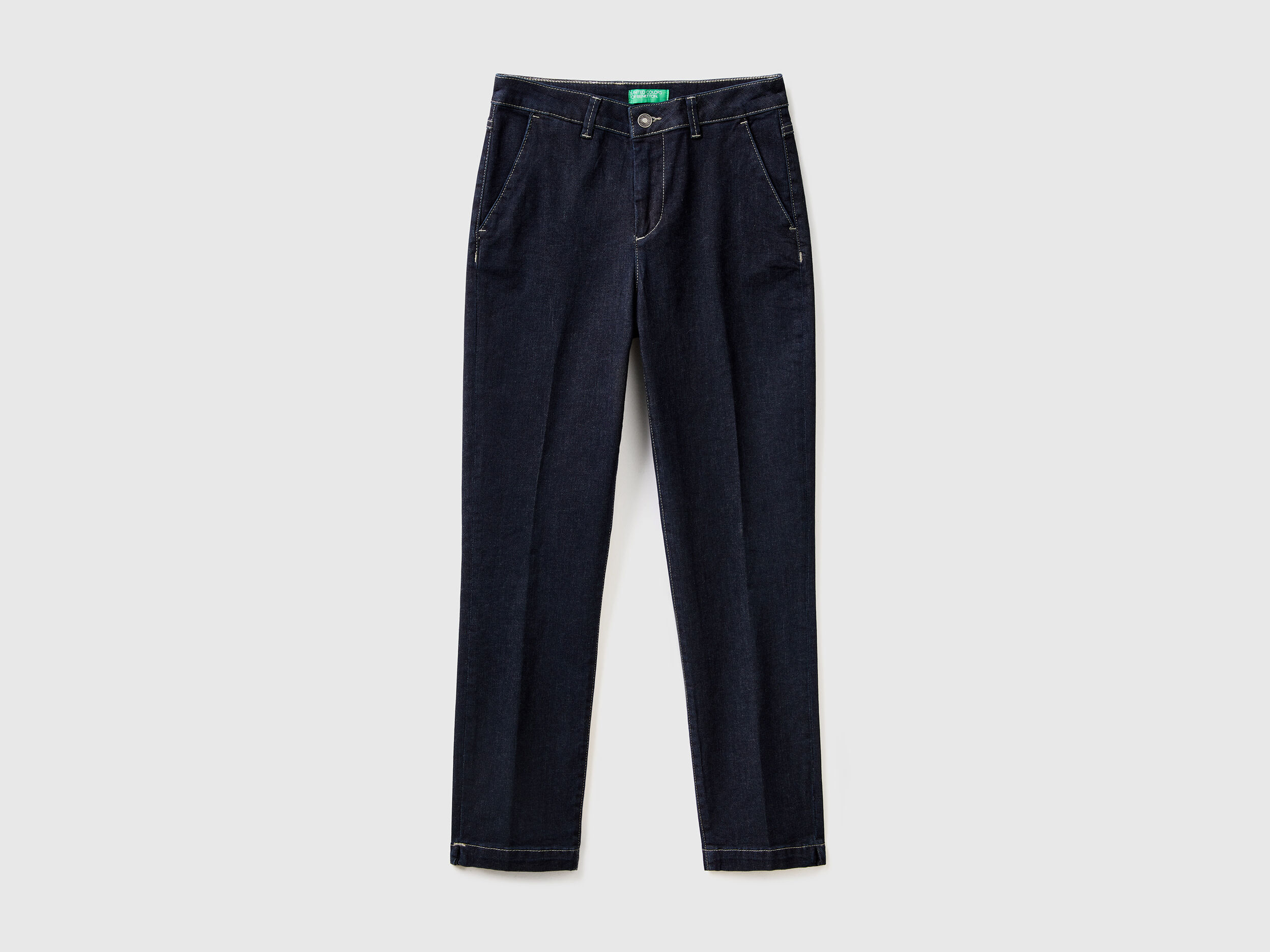 Slim fit denim chinos Black Benetton
