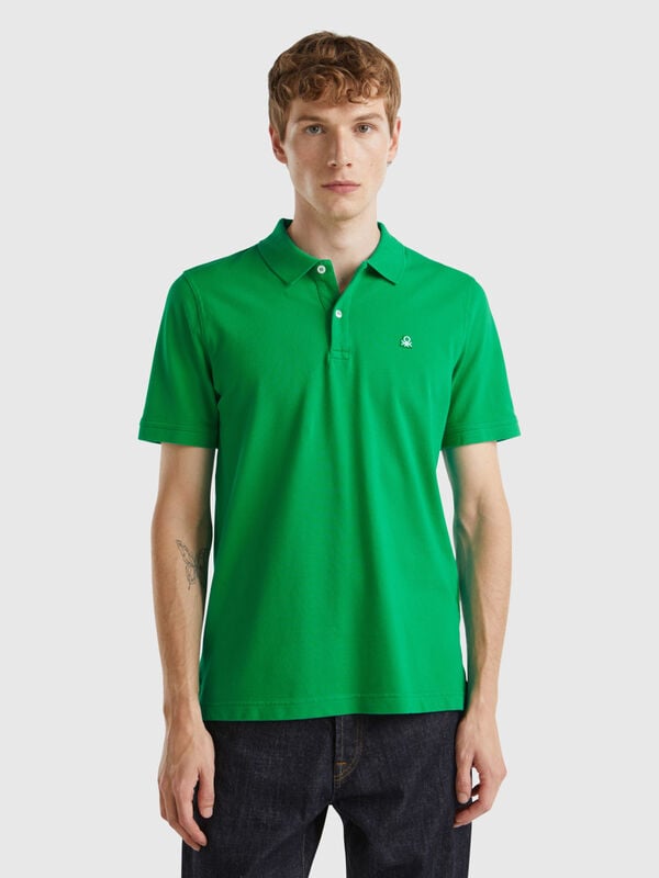 Green slim fit polo Men