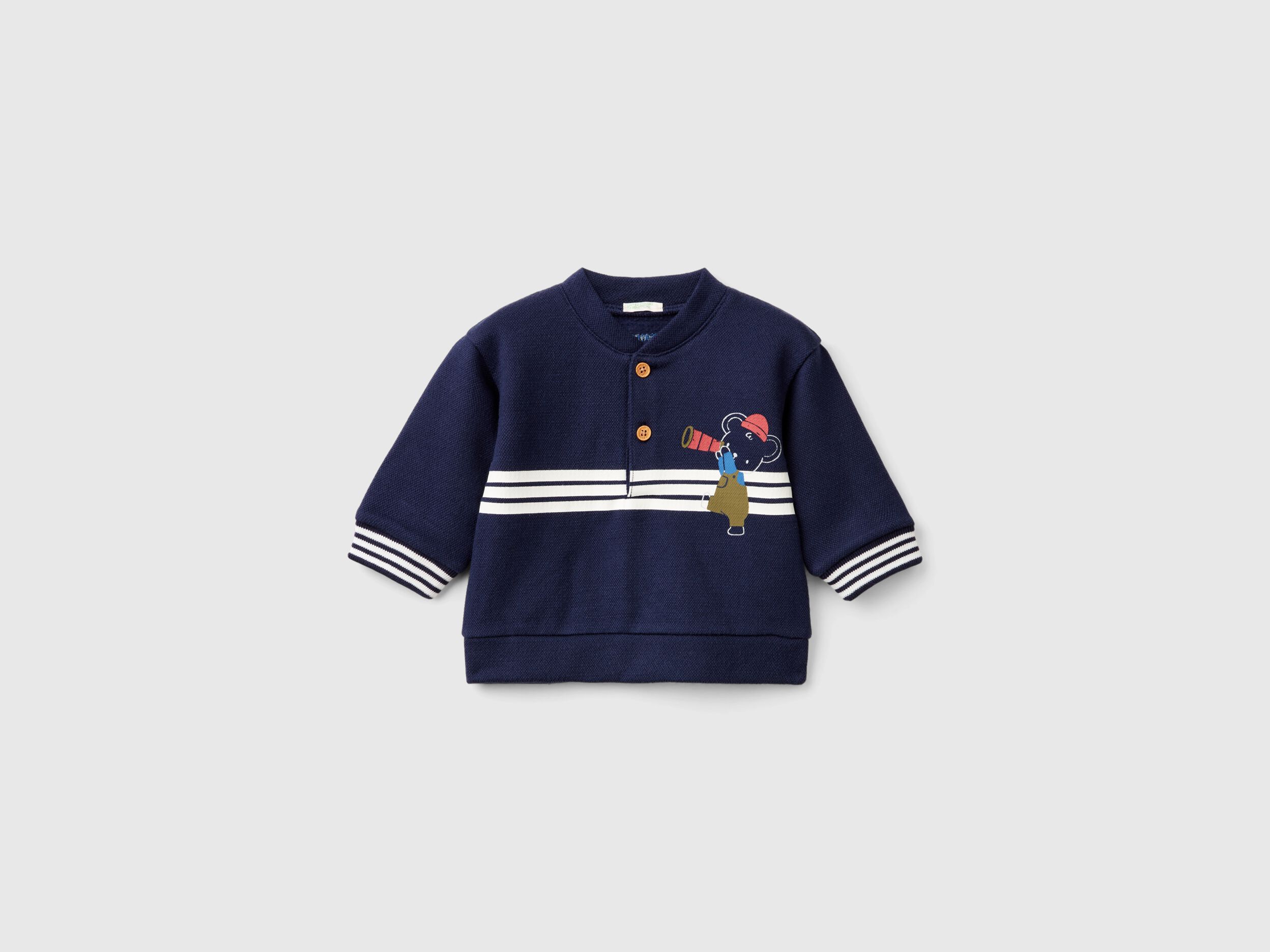 Sweatshirt with Embroidery and Patches in Organic Cotton