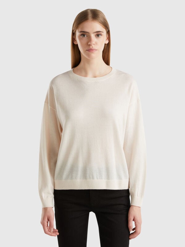 Boat neck sweater in pure Merino wool Women