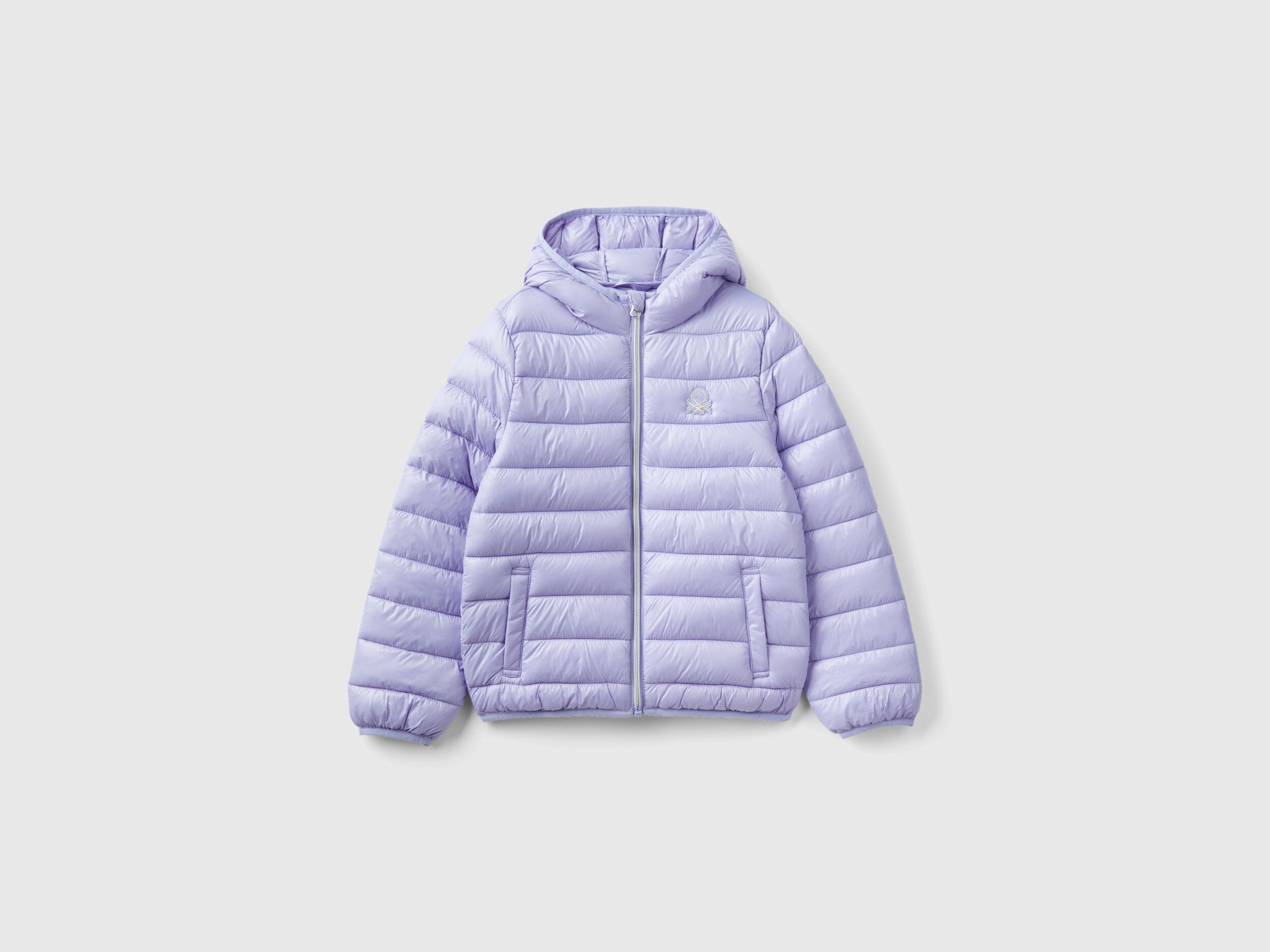 Puffer jacket with hood Lilac Benetton
