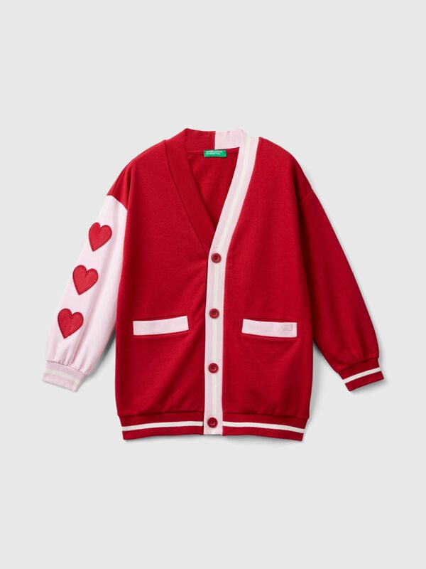 Fleece cardigan with heart patch Junior Girl