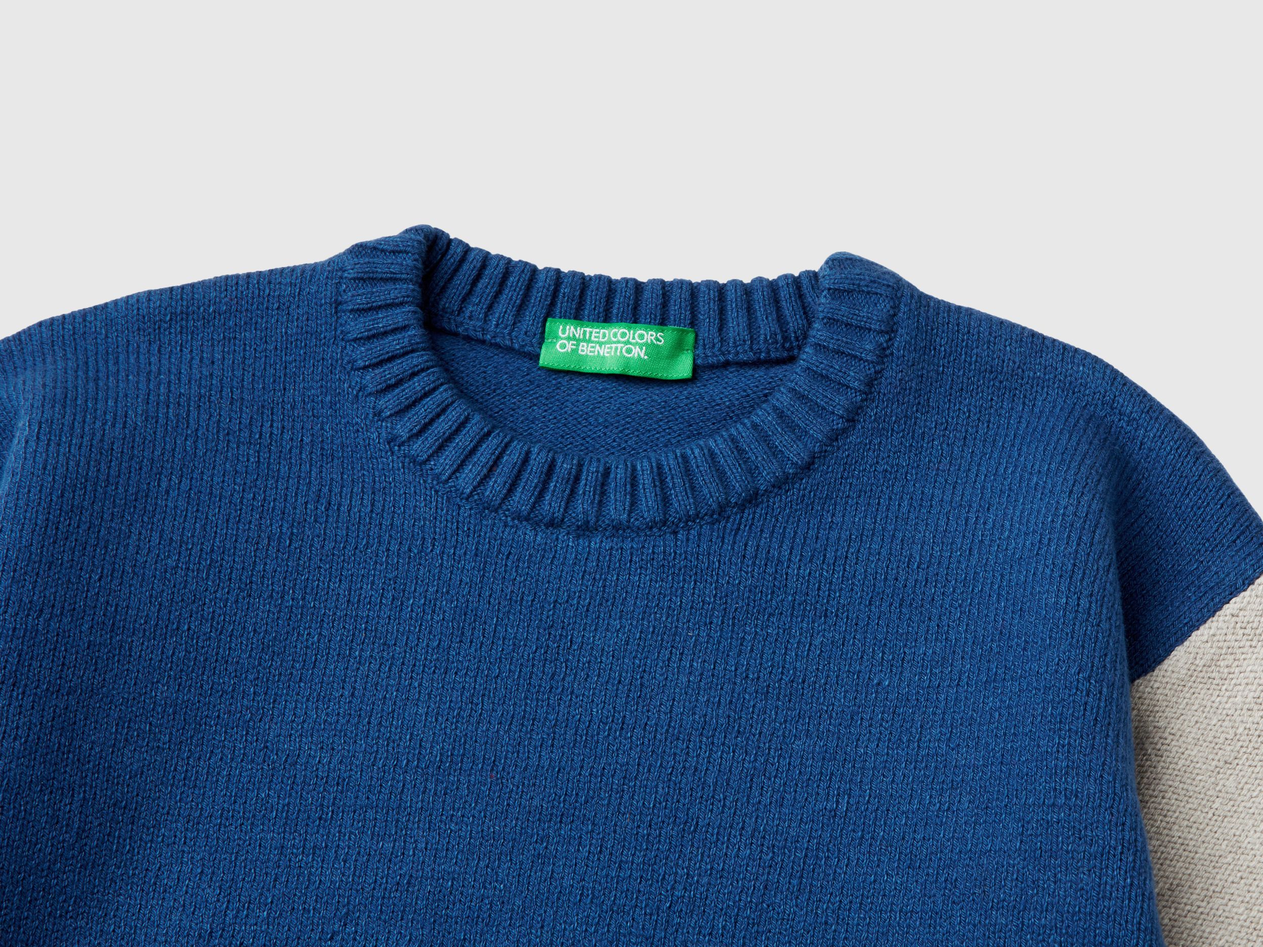 Sweater with number inlay - Blue | Benetton