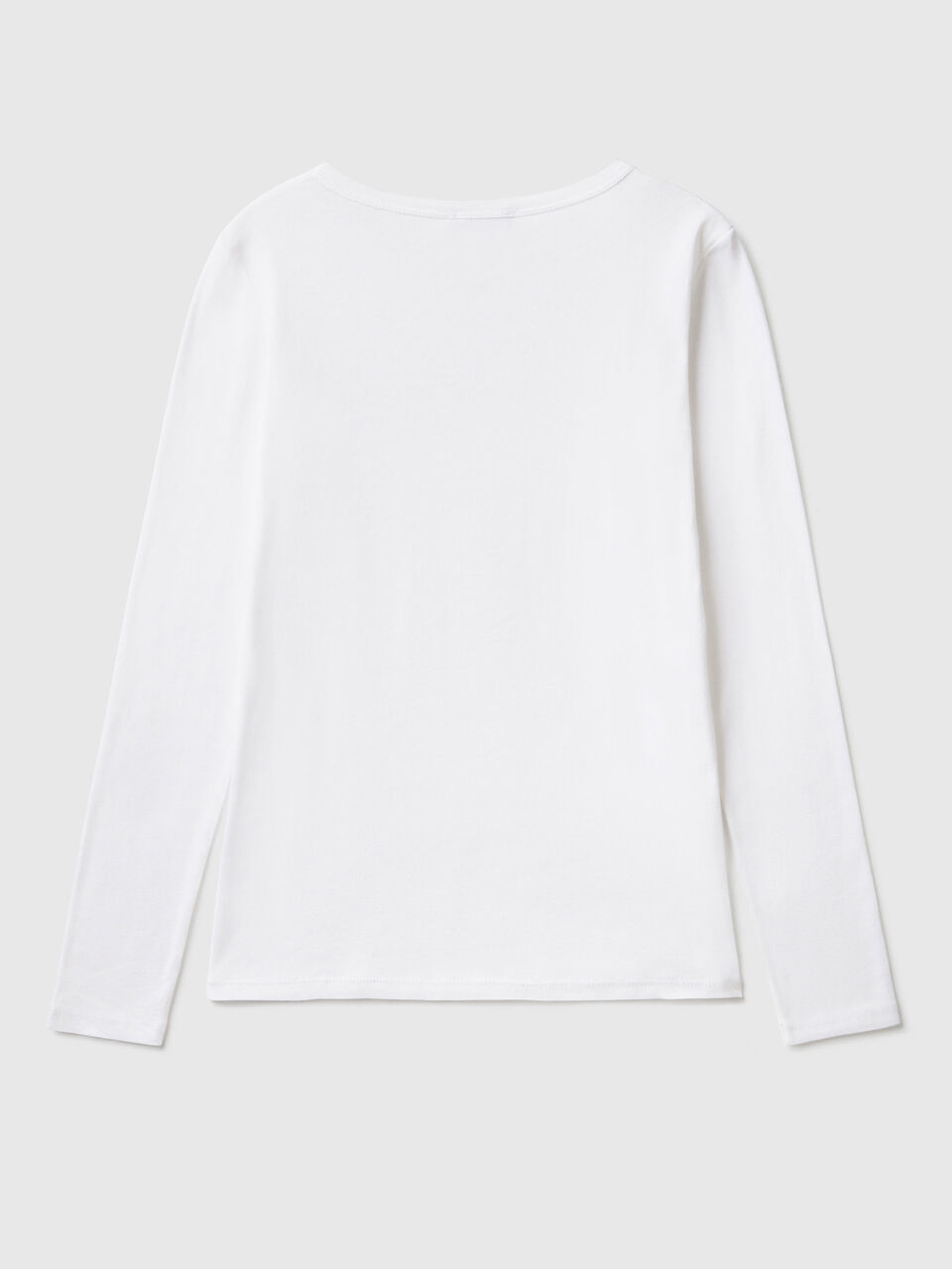 Long sleeve white t-shirt in 100% cotton - White | Benetton