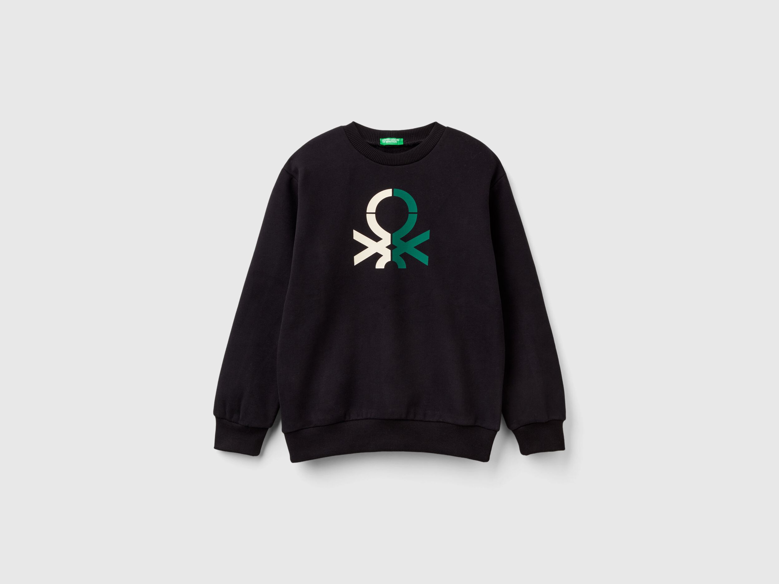 Warm hoodie with logo Black Benetton