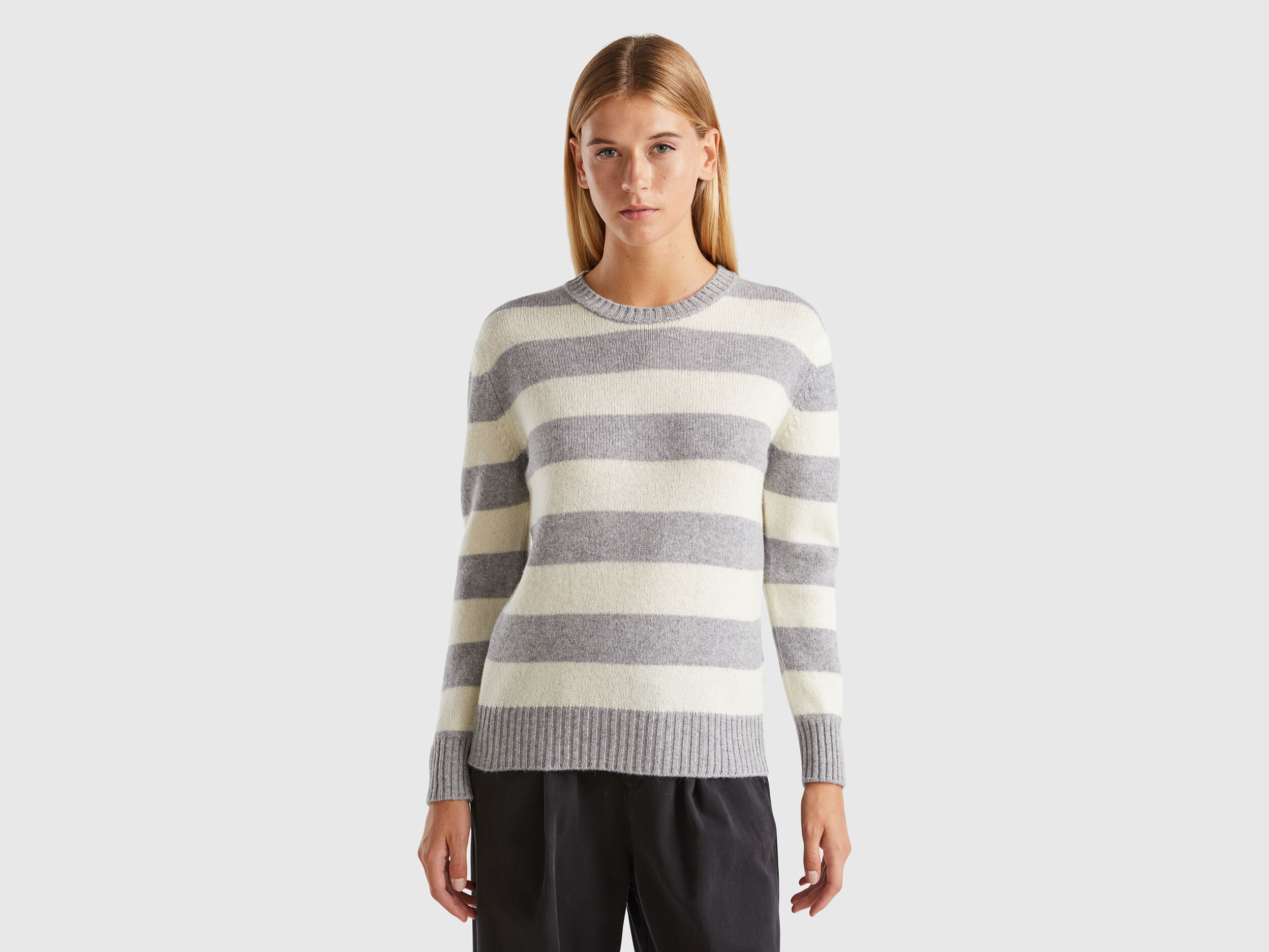 Striped sweater in pure Shetland wool - Multi-color | Benetton