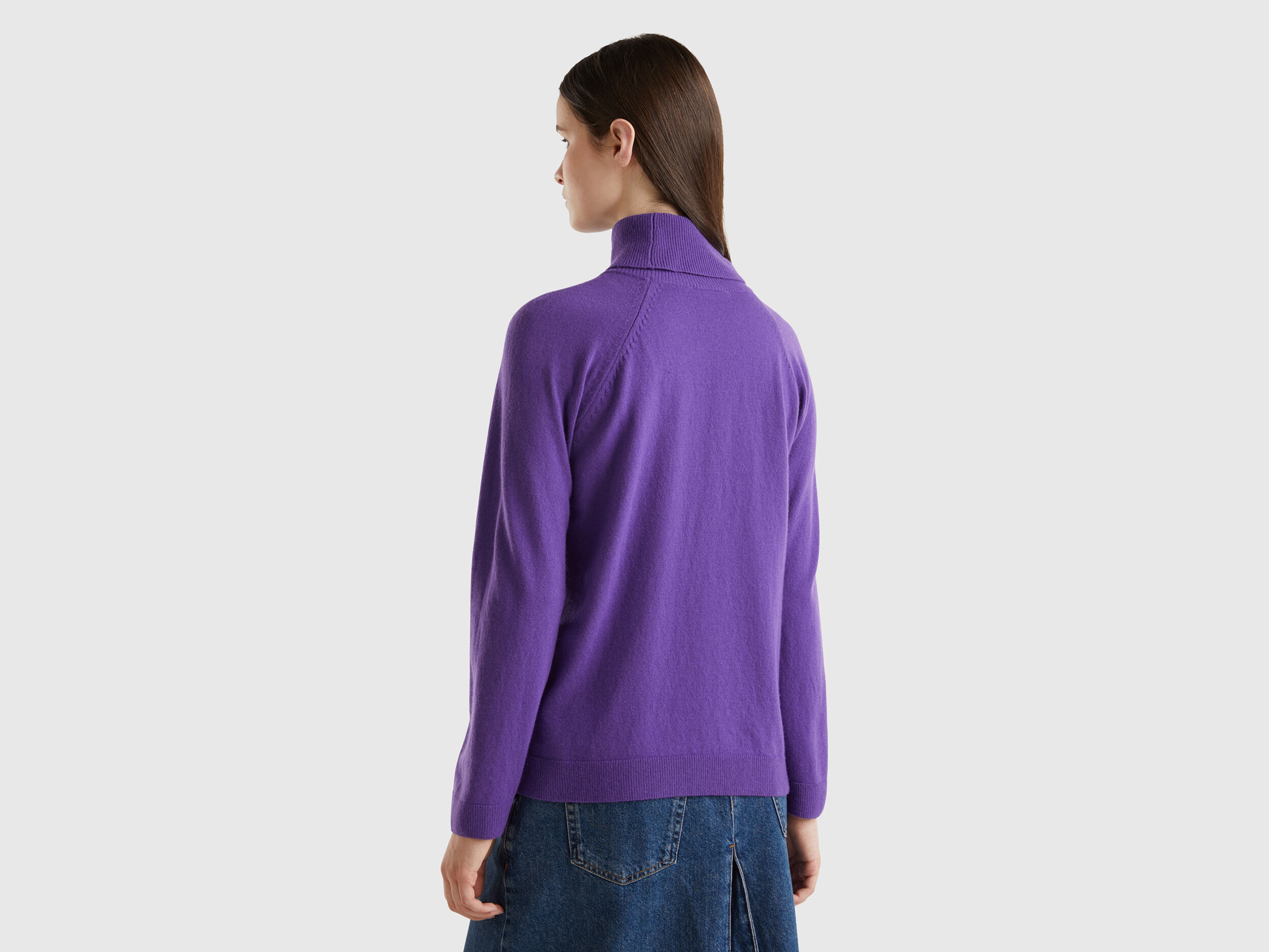 誠実 Purple Benetton | Purple - blend cashmere and wool in turtleneck トップス