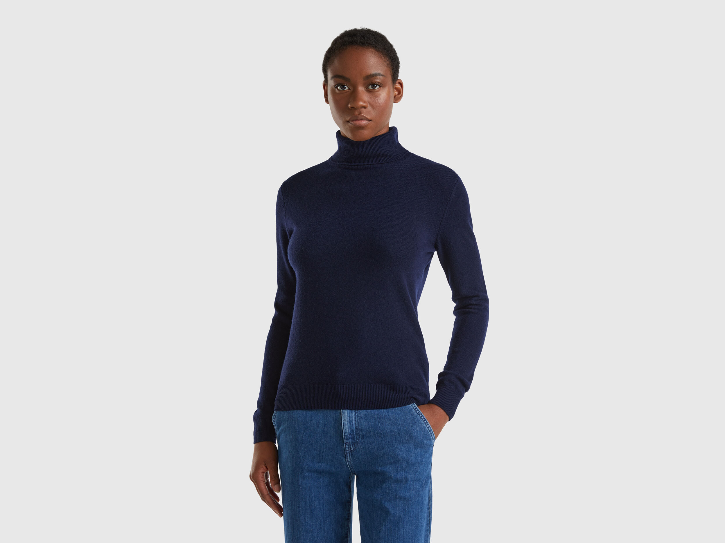 Blue turtleneck shirt sale