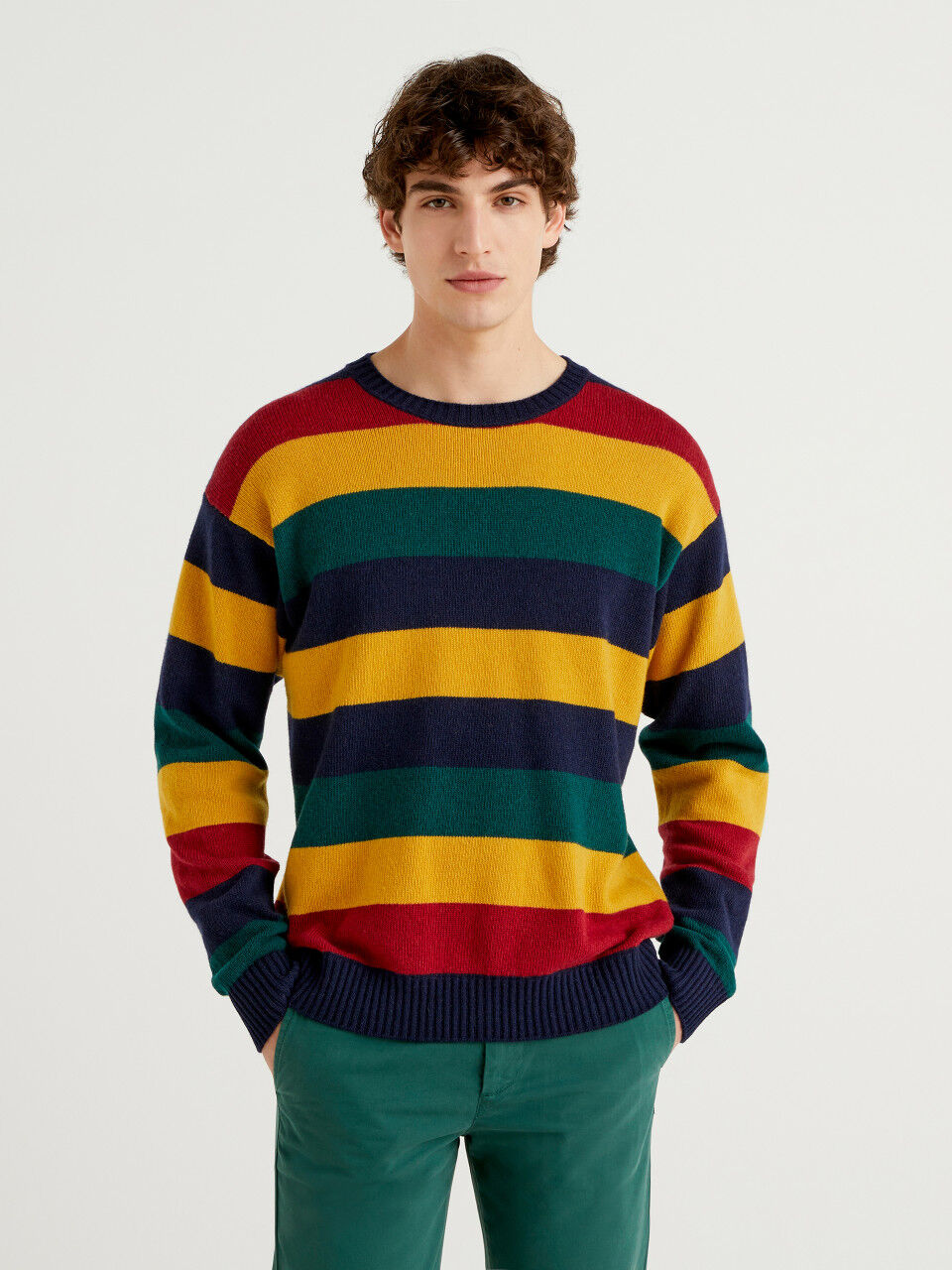 Mens Clothing Sweaters and knitwear Zipped sweaters Balmain Wool Color Blocked Zipped Front Jumper in Yellow for Men 