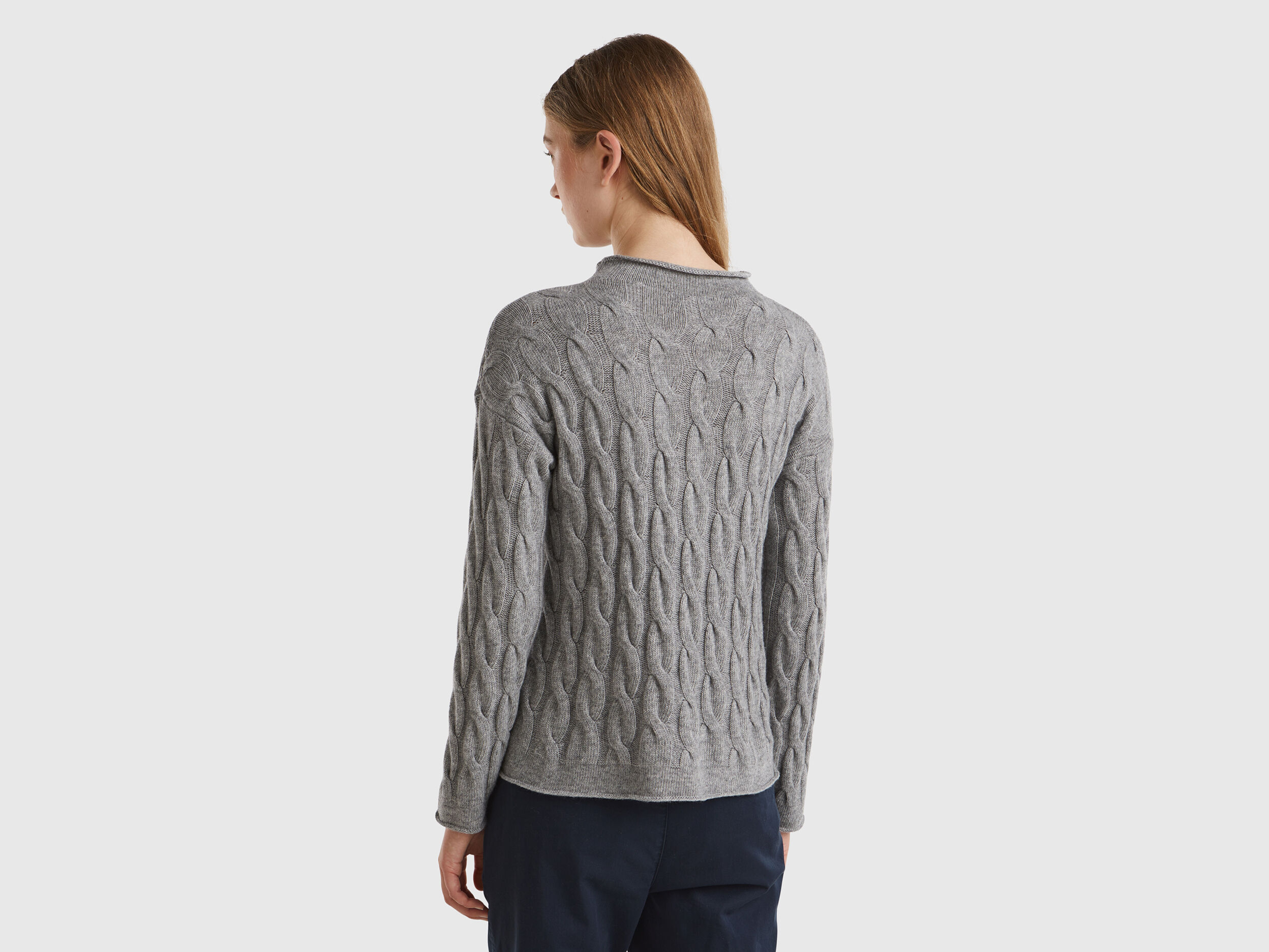 Grey cable knit sweater womens deals