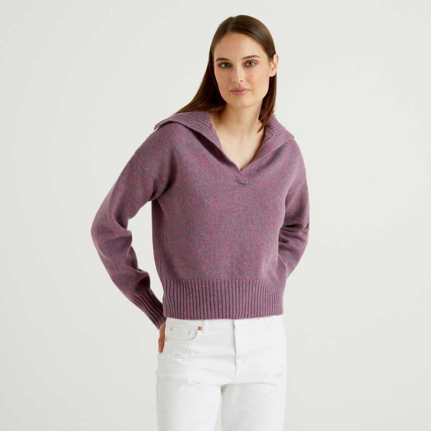Polo in pure tricot Shetland wool