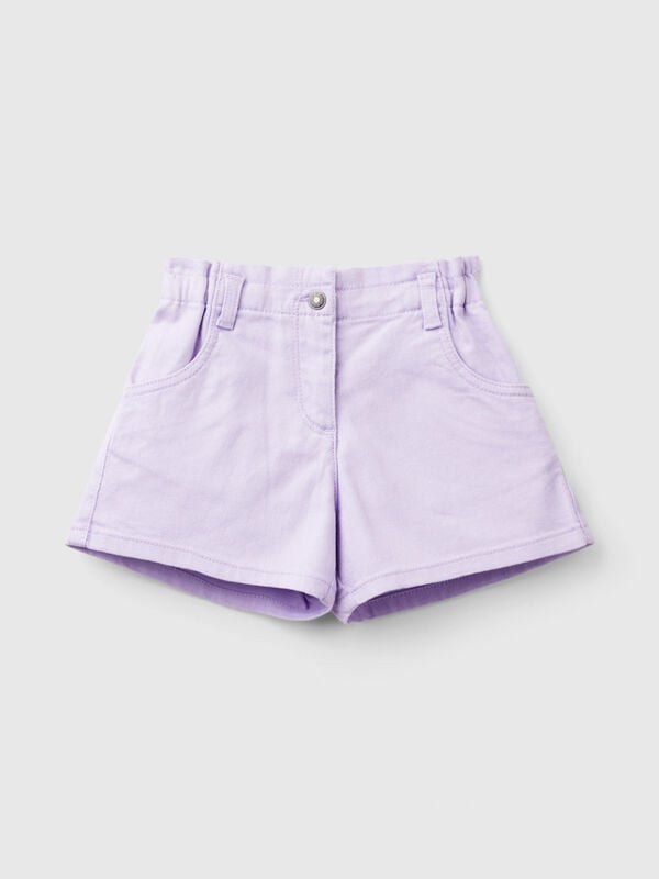 Paperbag shorts in stretch cotton Junior Girl
