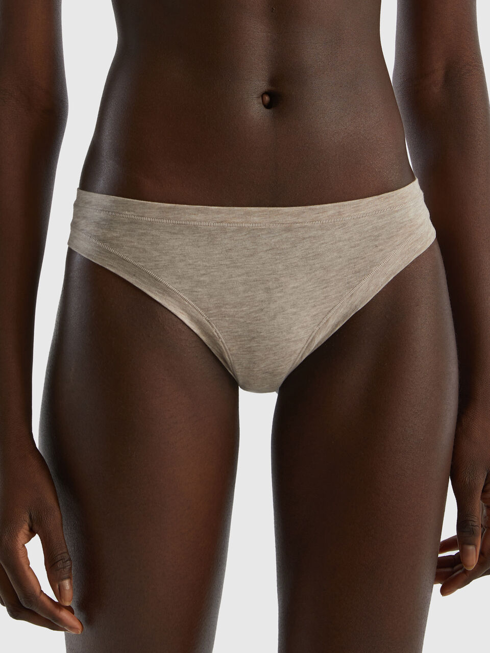 High-rise underwear in super stretch organic cotton - Beige