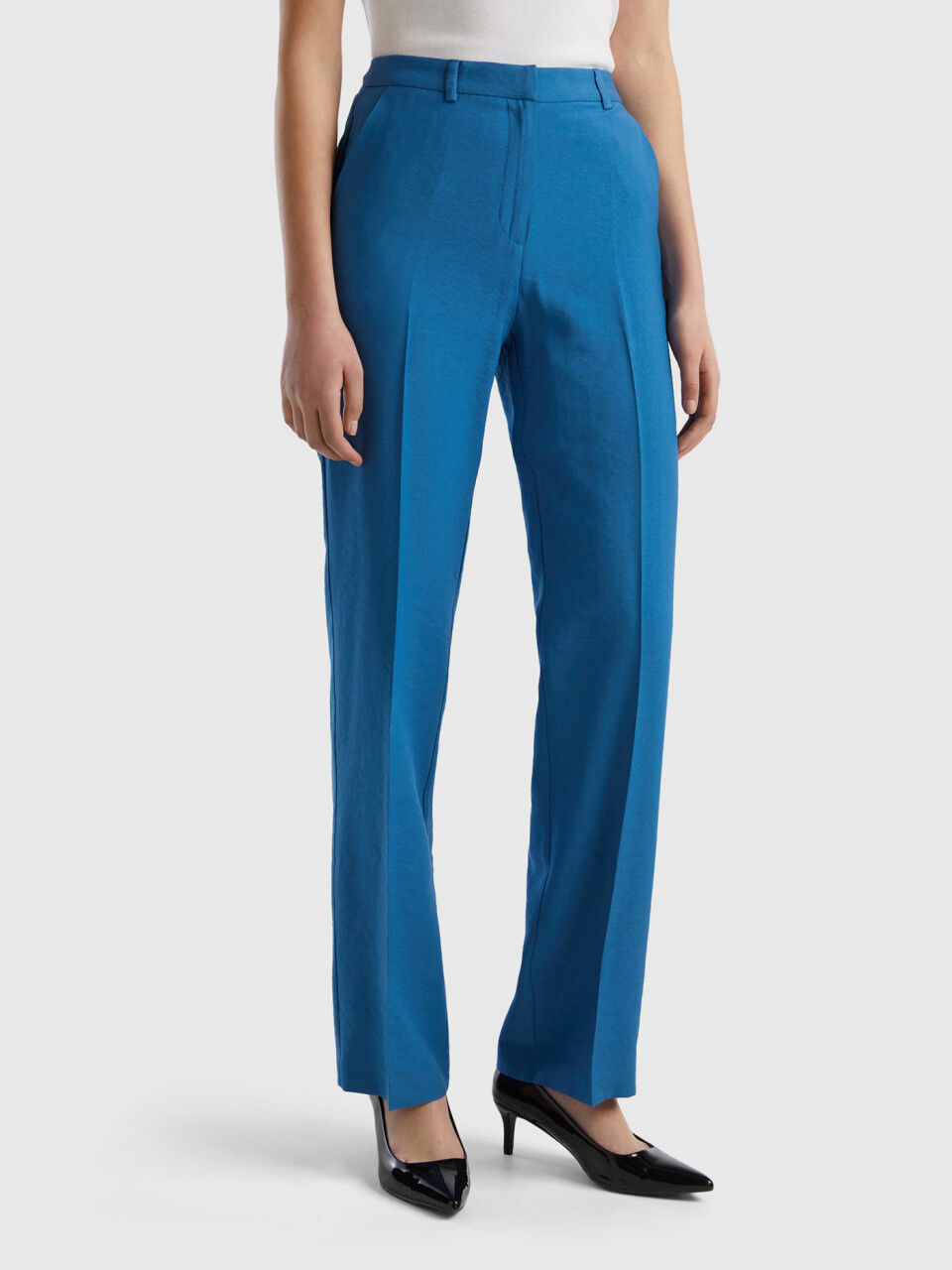 Women's Mid-rise Slim Straight Fit Side Split Trousers - A New Day™ Blue :  Target