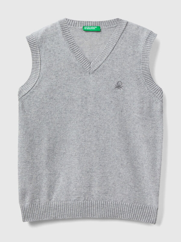 Vest in cashmere and wool blend