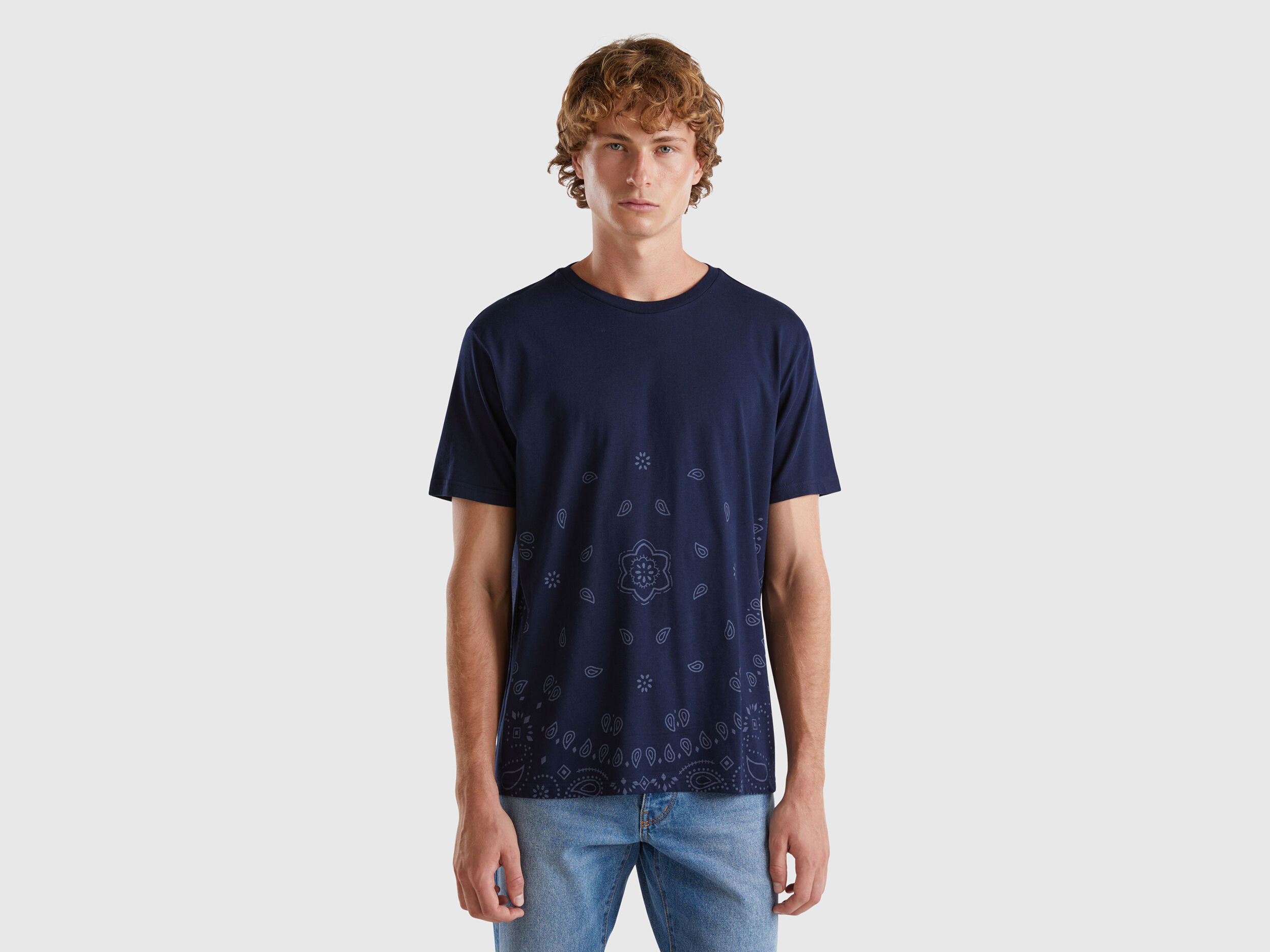 T shirt with bandana print Dark Blue Benetton
