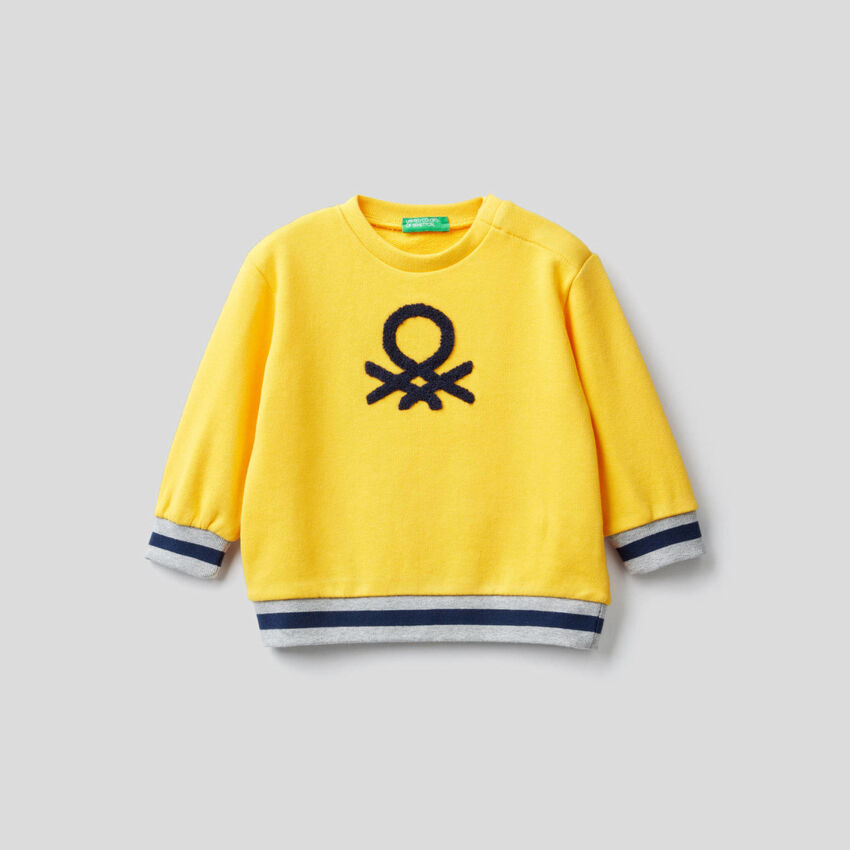 Sweatshirt in pure cotton with embroidered logo