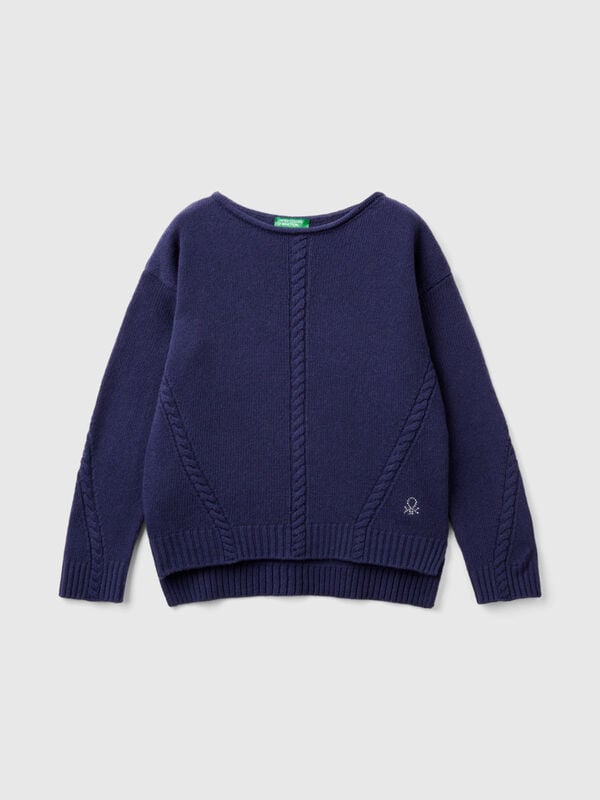 Cable knit sweater in wool blend Junior Girl